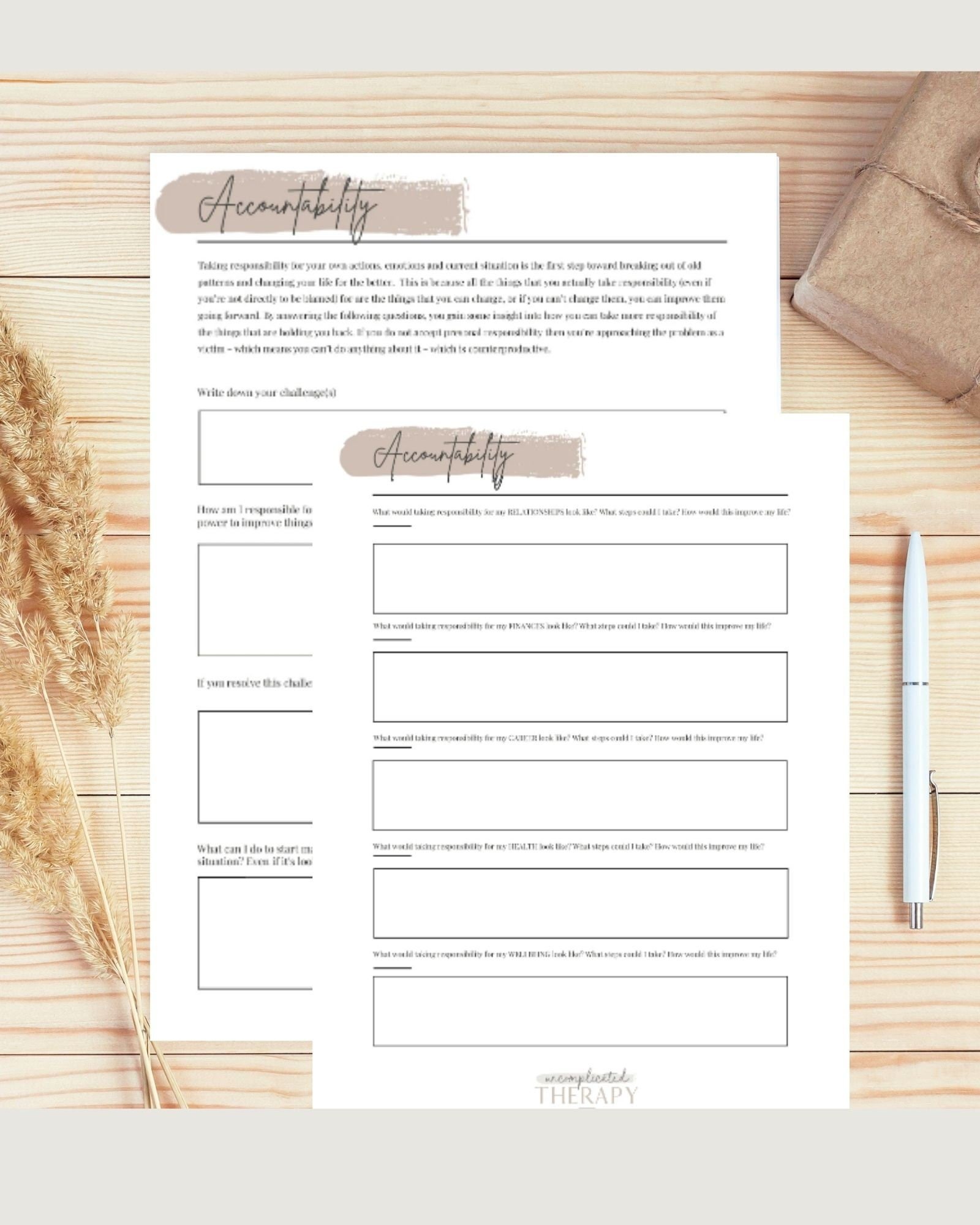 Accountability Worksheets (2) For Therapists, Counselors, Coaches & Clients