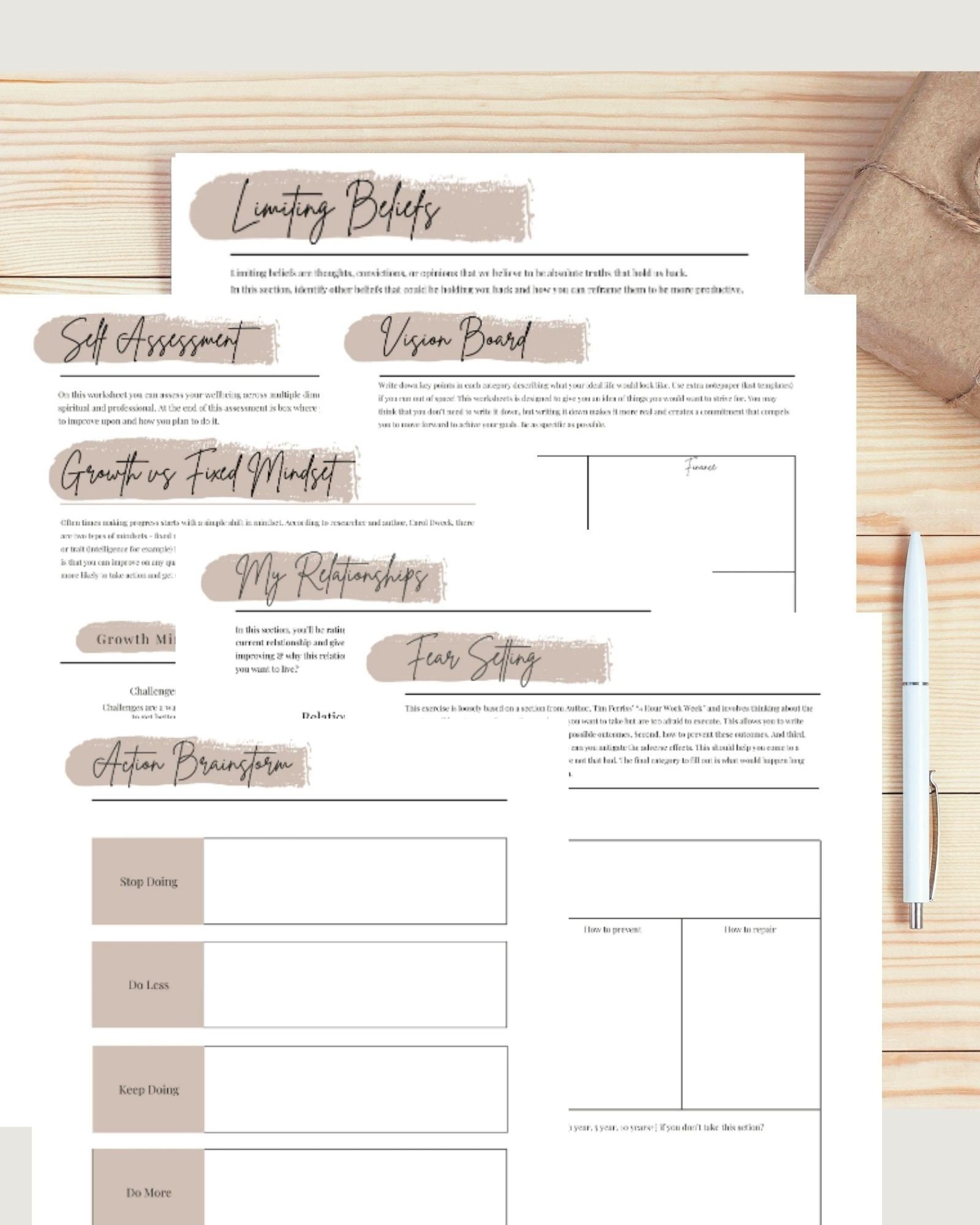 35 Page Bundle Manifesting and Personal Growth Workbook/Worksheets  For Therapists, Counselors, & Coaches