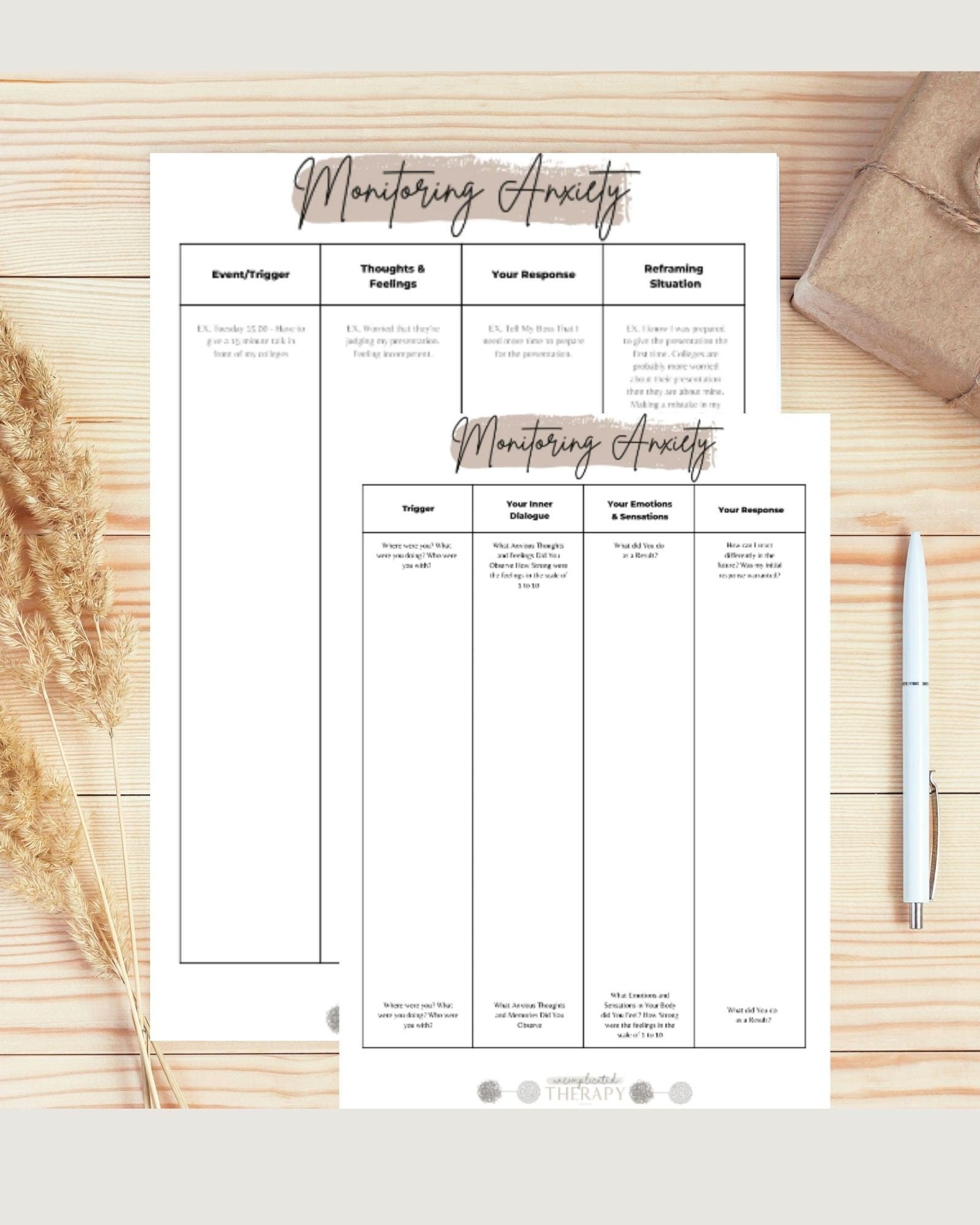 Monitoring Anxiety Worksheets (2) For Therapists, Counselors, & Coaches