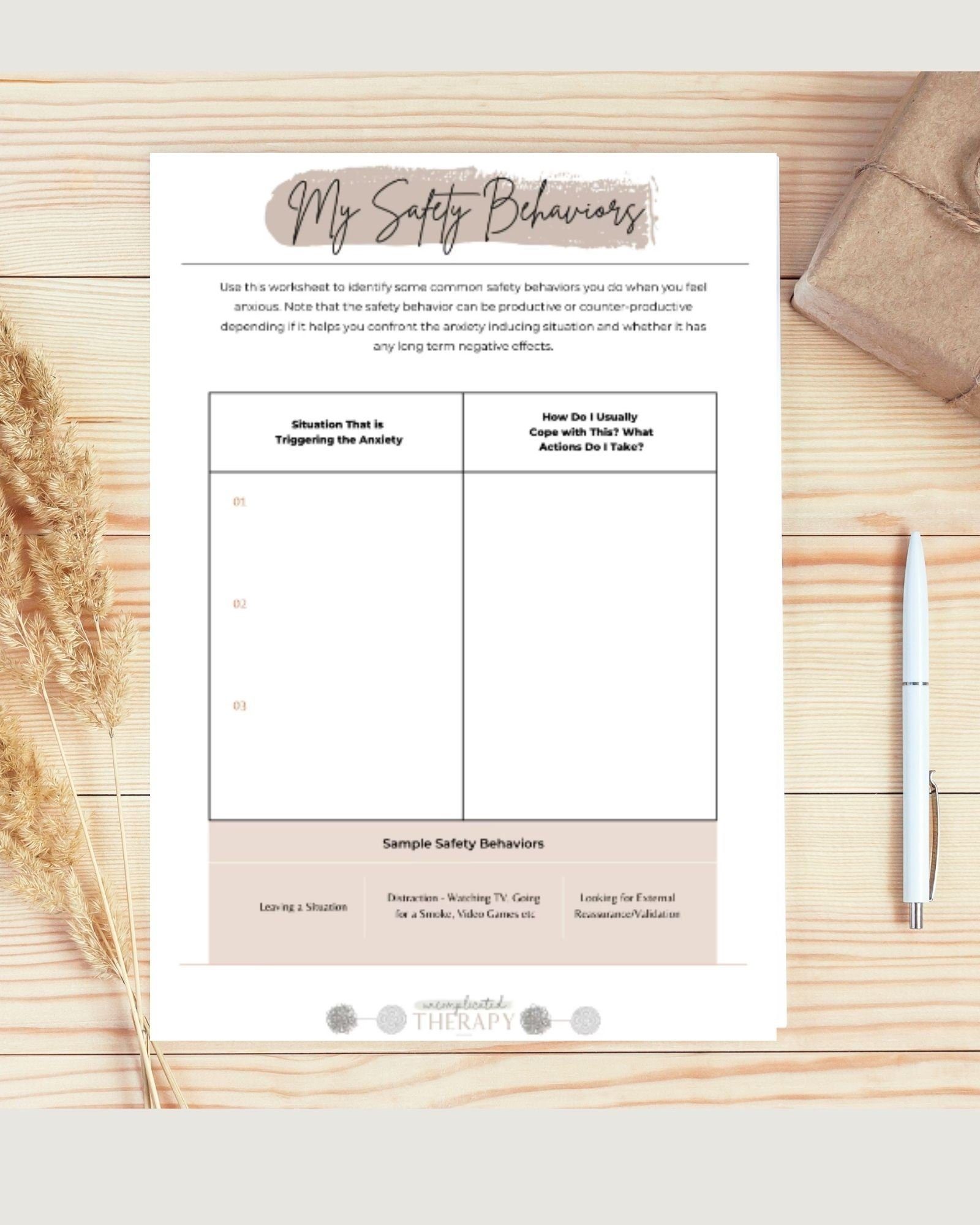 My Safety Behaviors Worksheet For Therapists, Counselors, & Coaches