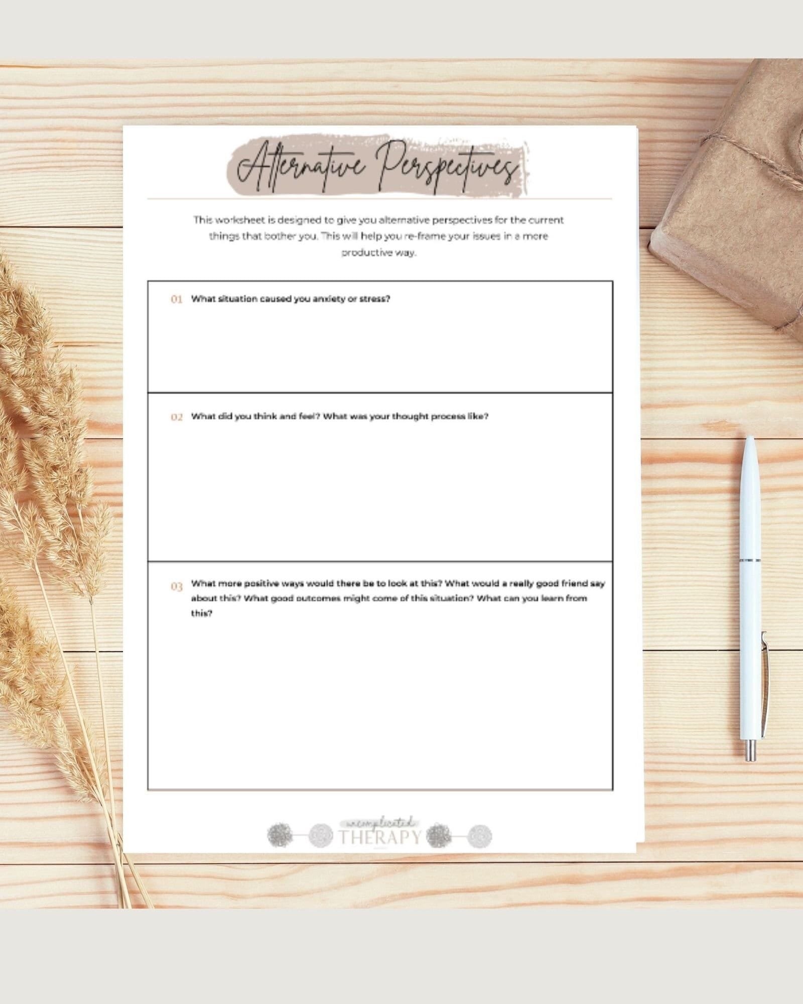 Alternative Perspectives Worksheet For Therapists, Counselors, & Coaches