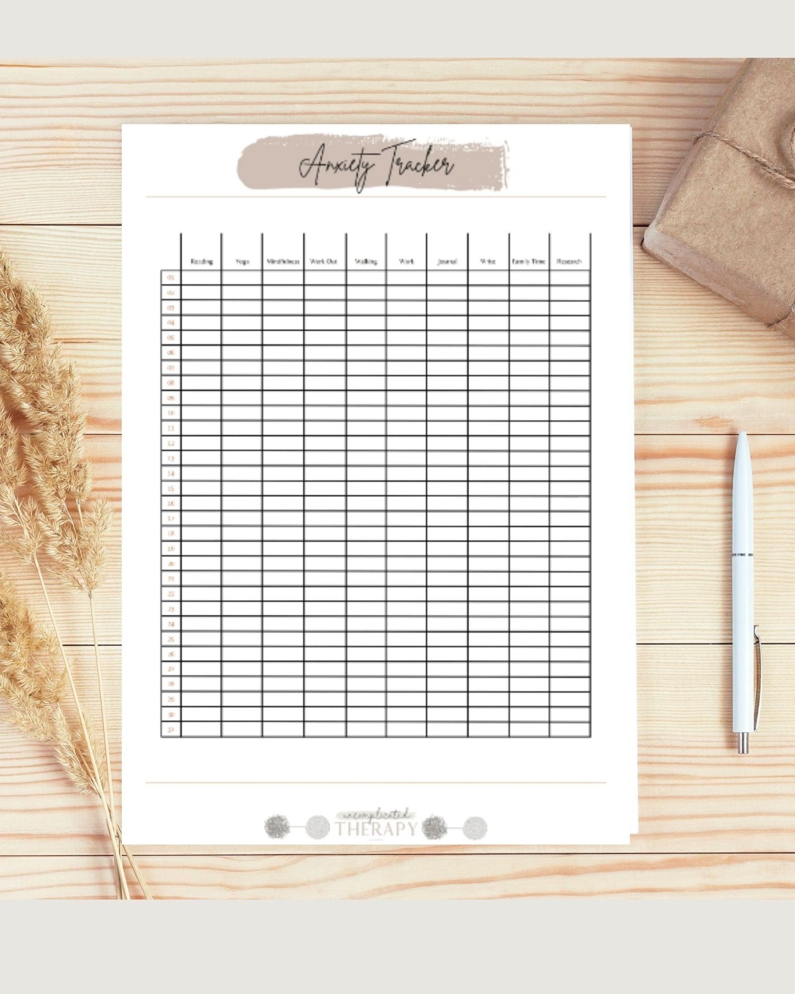 Anxiety Tracker Worksheet For Therapists, Counselors, & Coaches