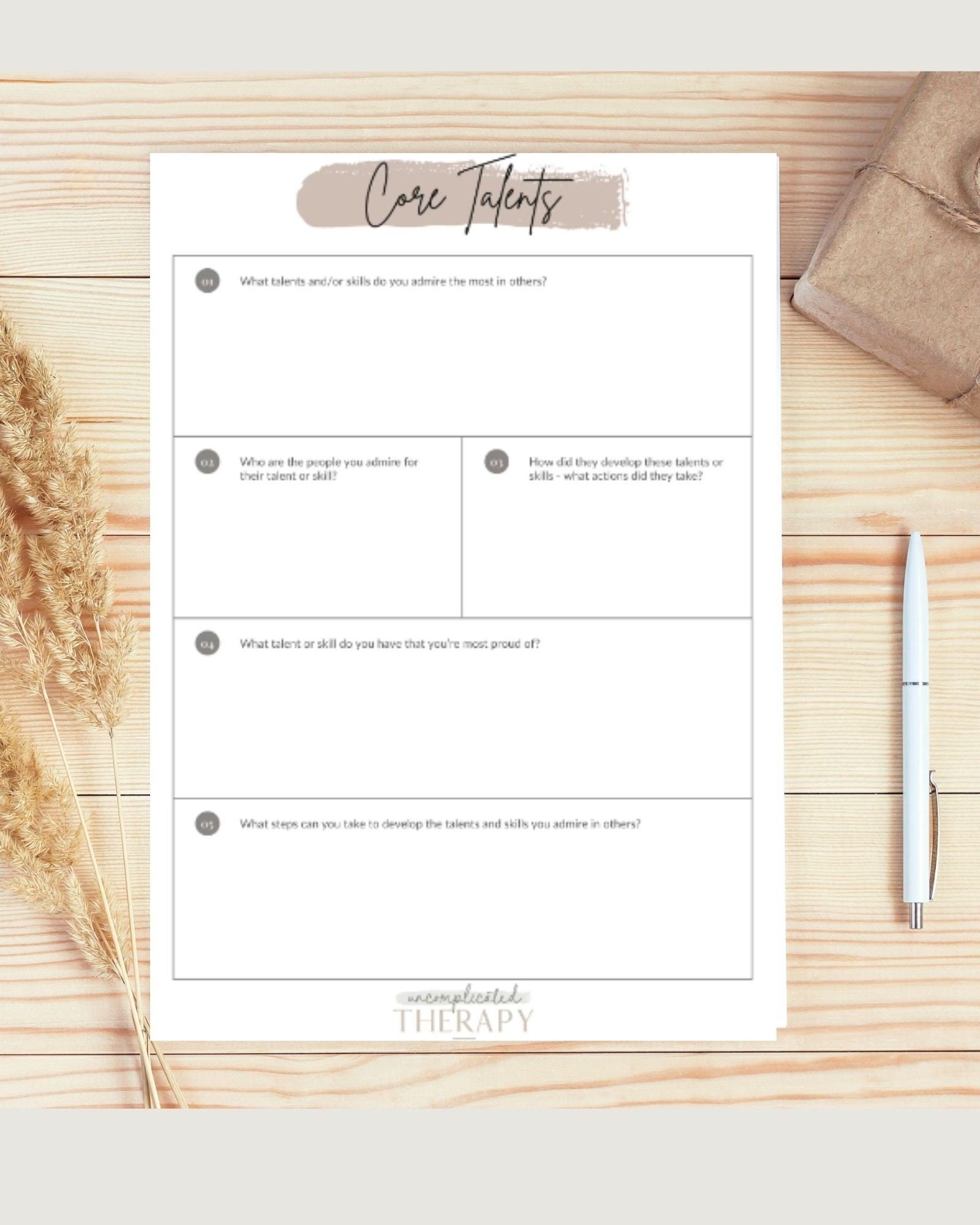 My Core Talents Worksheet For Therapists, Counselors, and Coaches