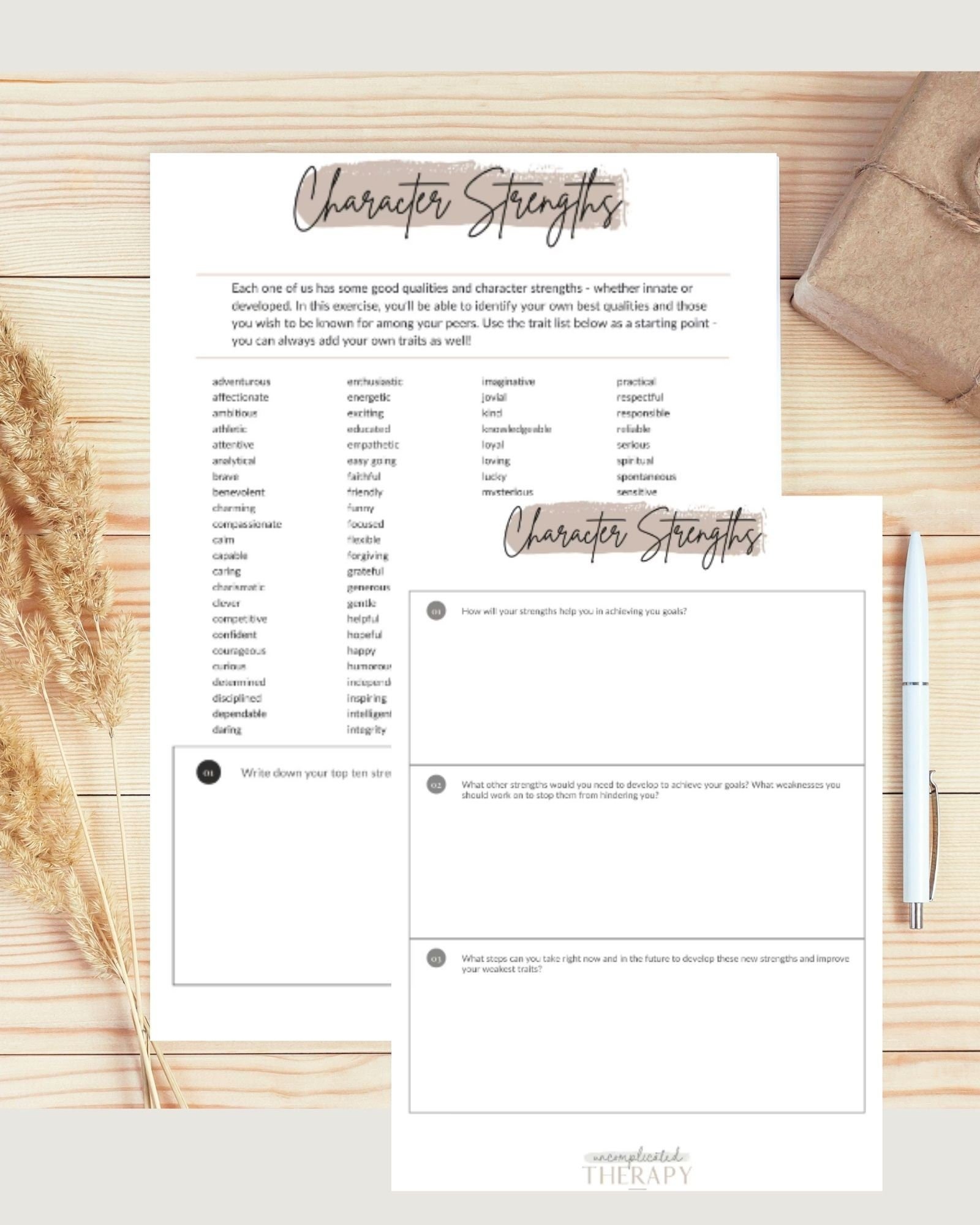 Character Strengths Worksheets (2) For Therapists, Counselors, Coaches & Clients