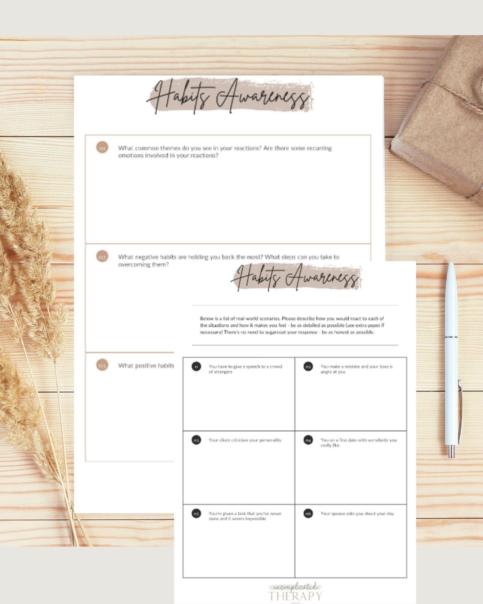 Habit Awareness Worksheets (2) For Therapists, Counselors, Coaches & Clients