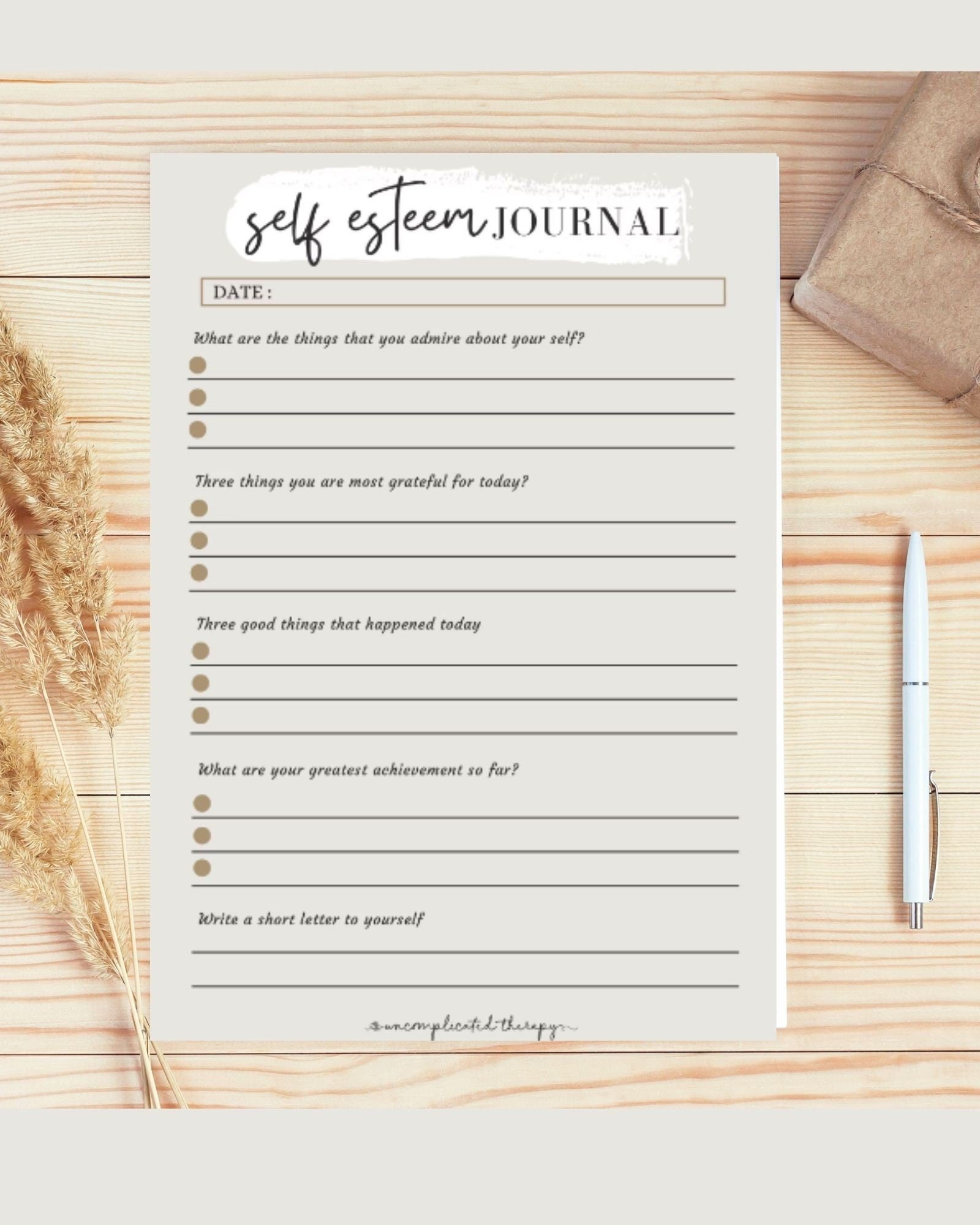 Self-Esteem Journal For Therapists, Counselors, and Coaches