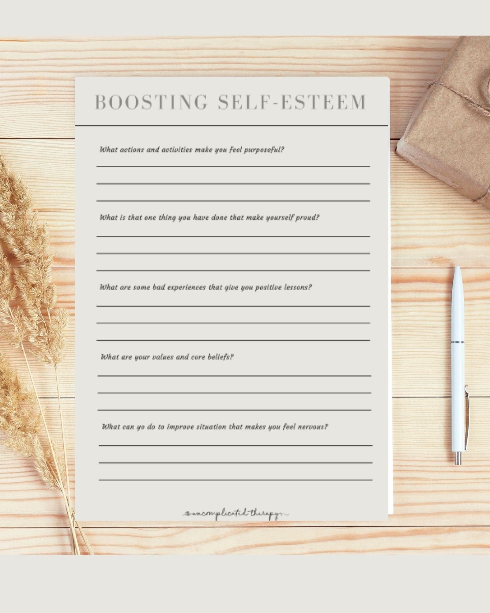 Boosting Self-Esteem Worksheet For Therapists, Counselors, and Coaches