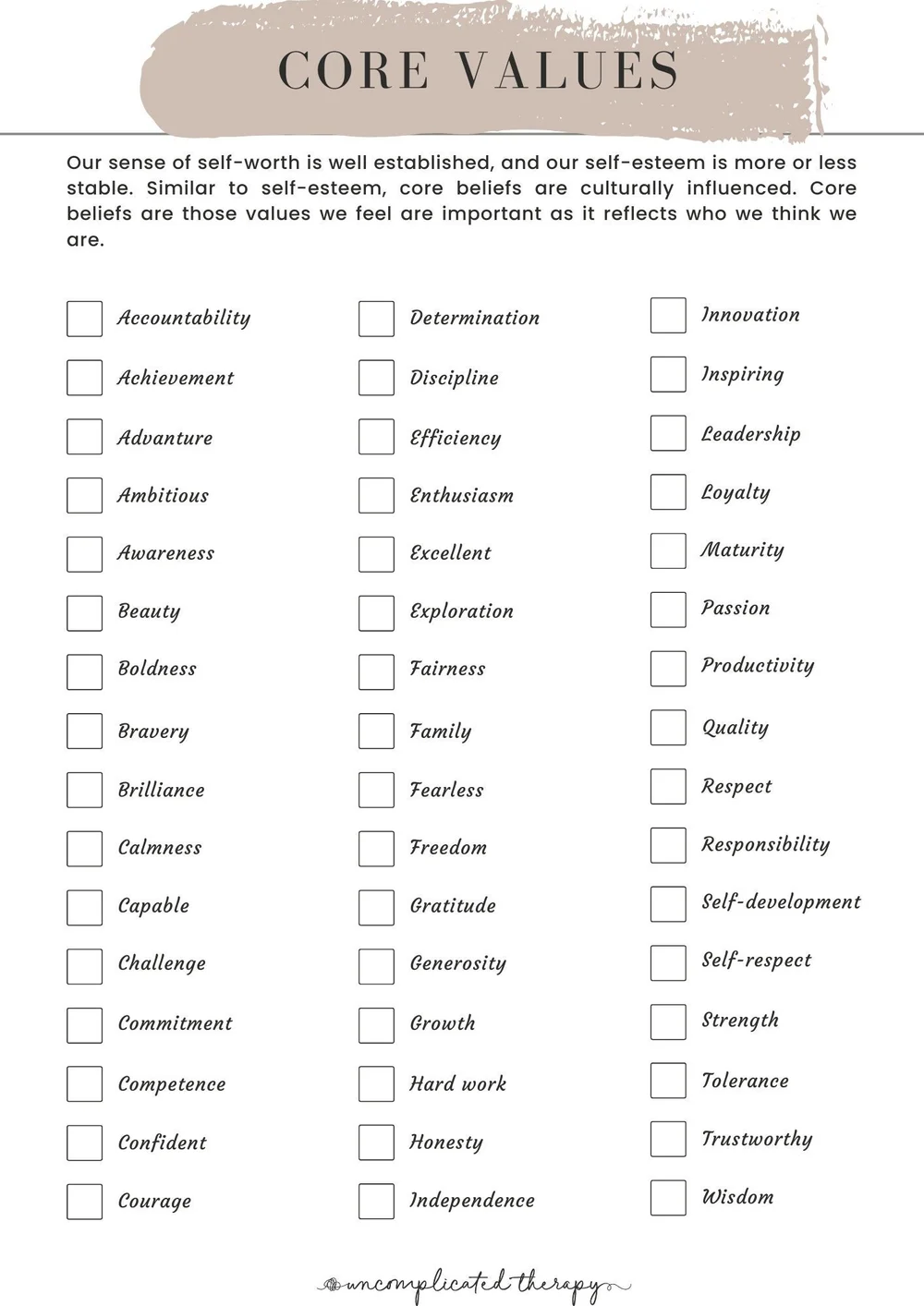 core-values-worksheet-for-therapists-counselors-and-coaches-uncomplicated-therapy for Free Printable Core Values Worksheet Core Values Worksheet For Therapists, Counselors, and Coaches — Uncomplicated Therapy for Free Printable Core Values Worksheet