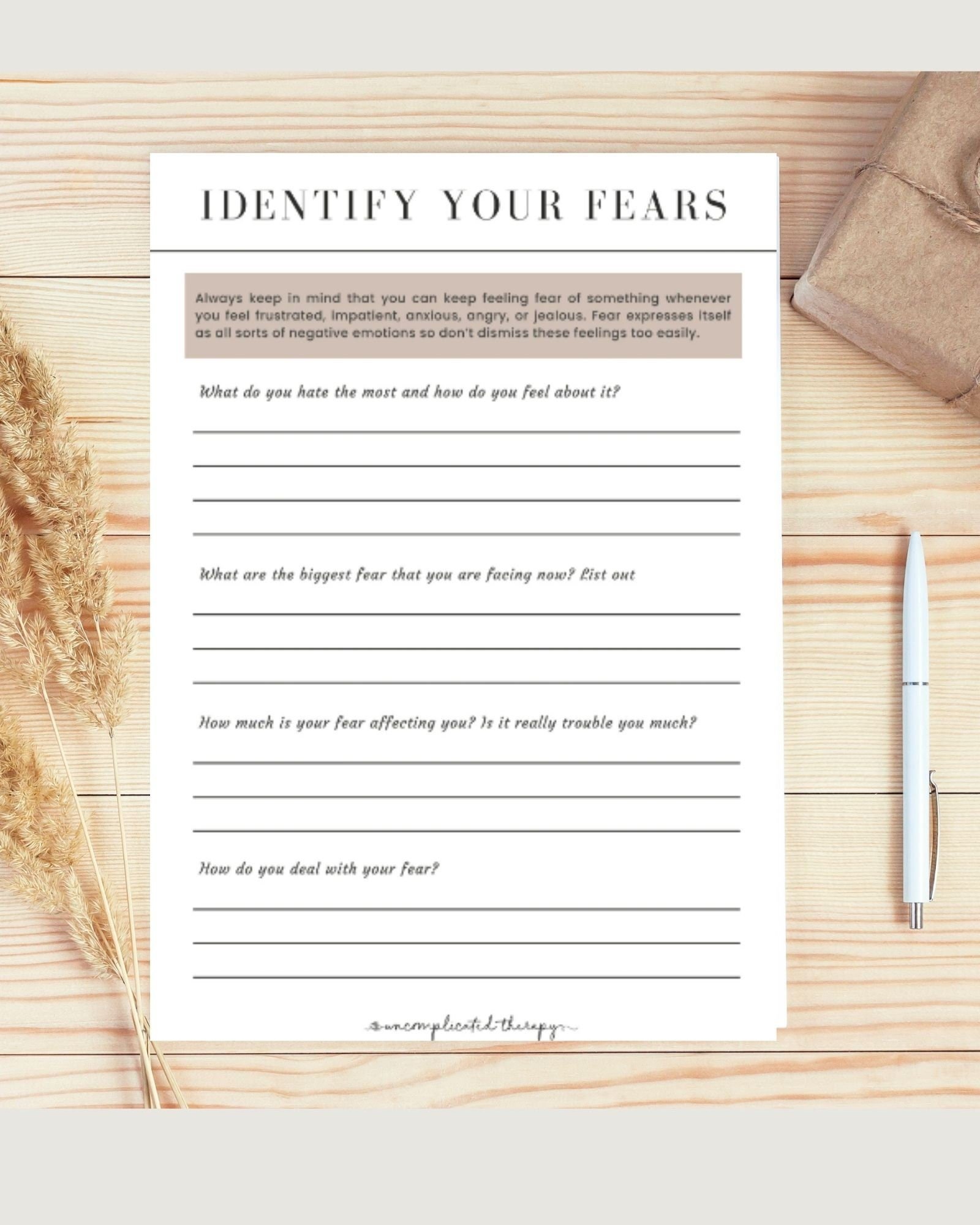 Identifying Your Fears Worksheet For Therapists, Counselors, and Coaches