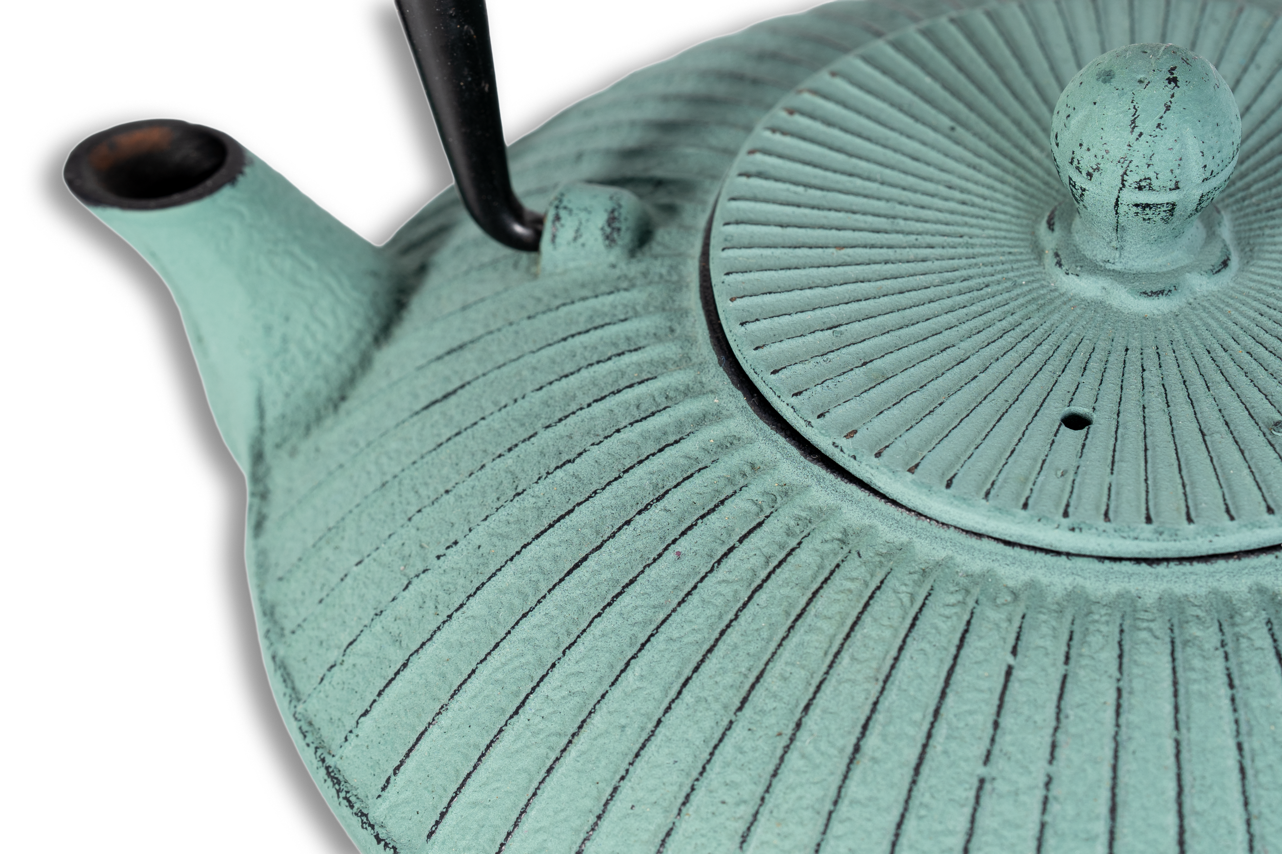 Gusseiserne Teekanne – Grün geriffelt.png