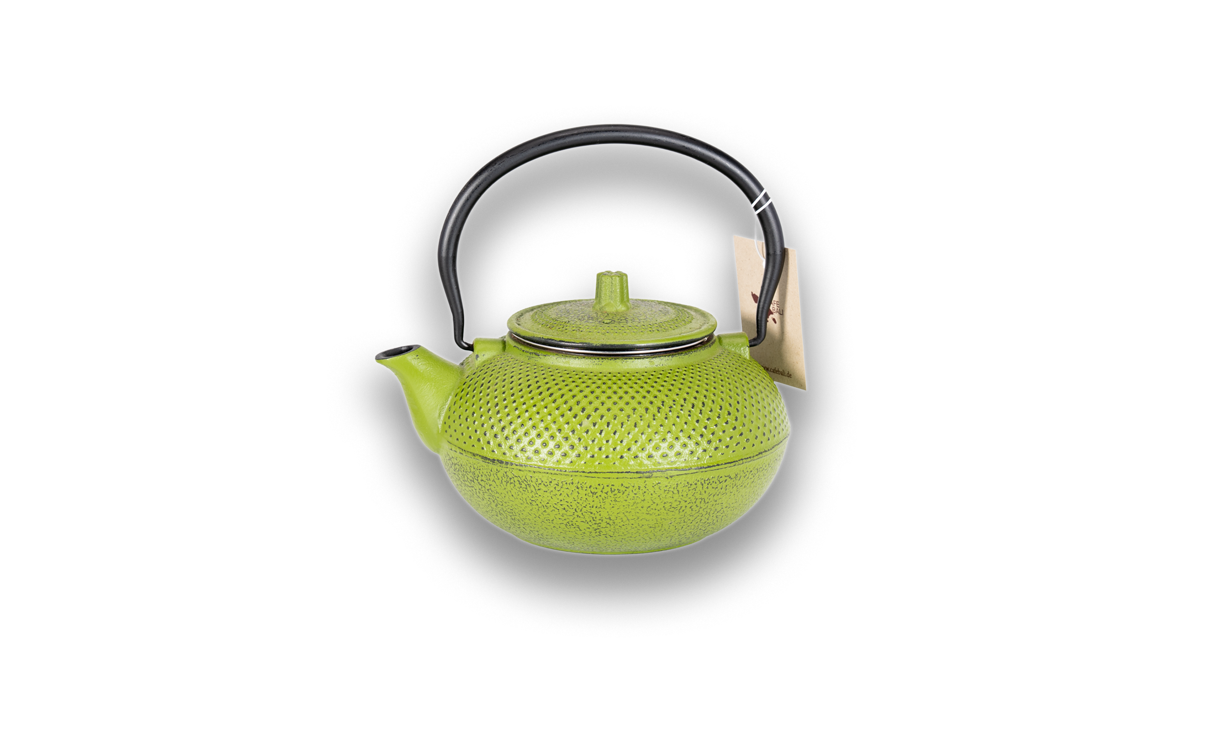 Gusseiserne Teekanne Grün gepunktet