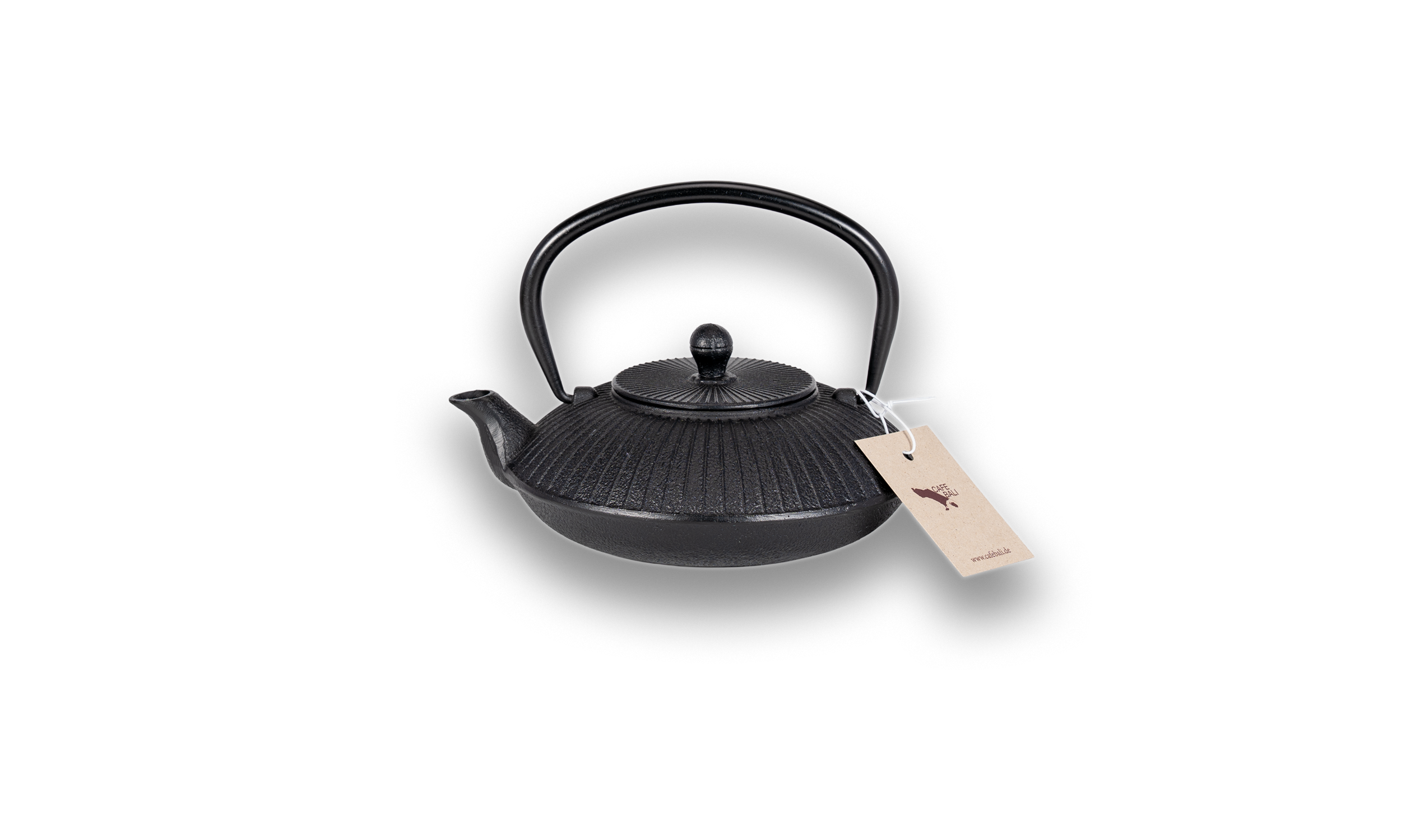 Gusseiserne Teekanne Schwarz geriffelt