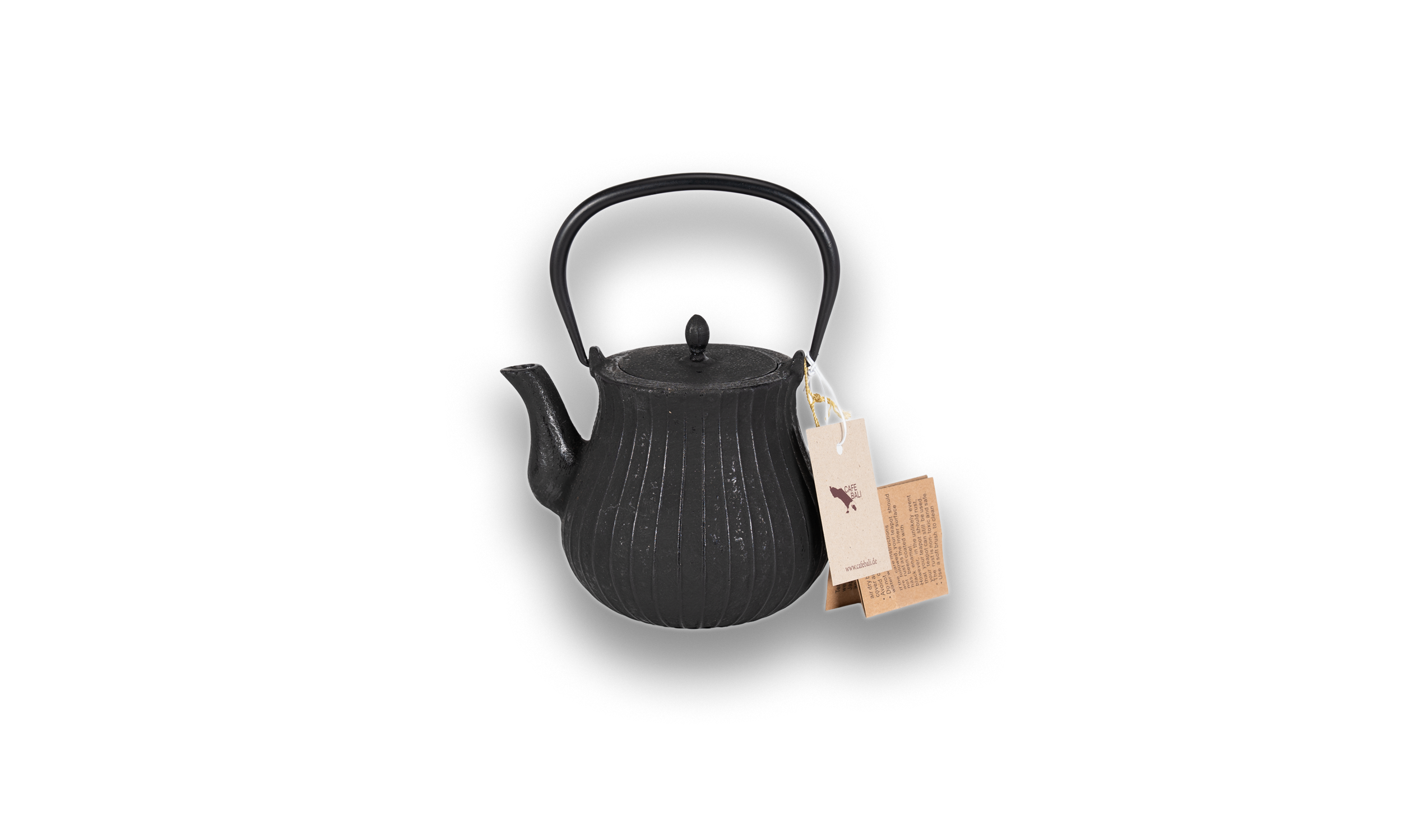 Gusseiserne Teekanne Schwarz geriffelt