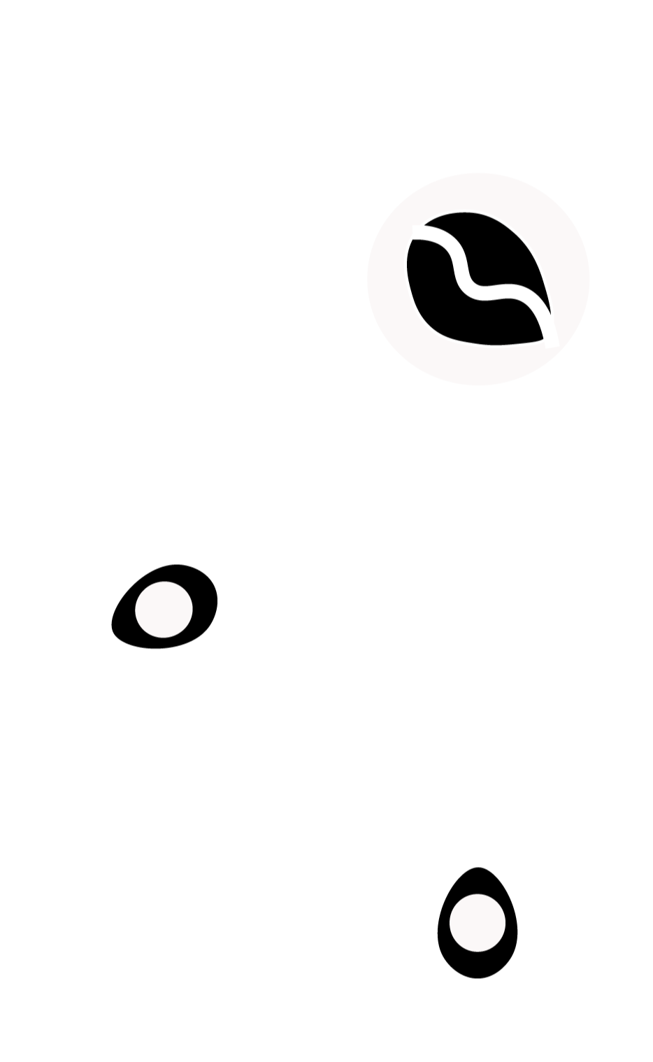 Black and white abstract geometric design with circles and elongated shapes