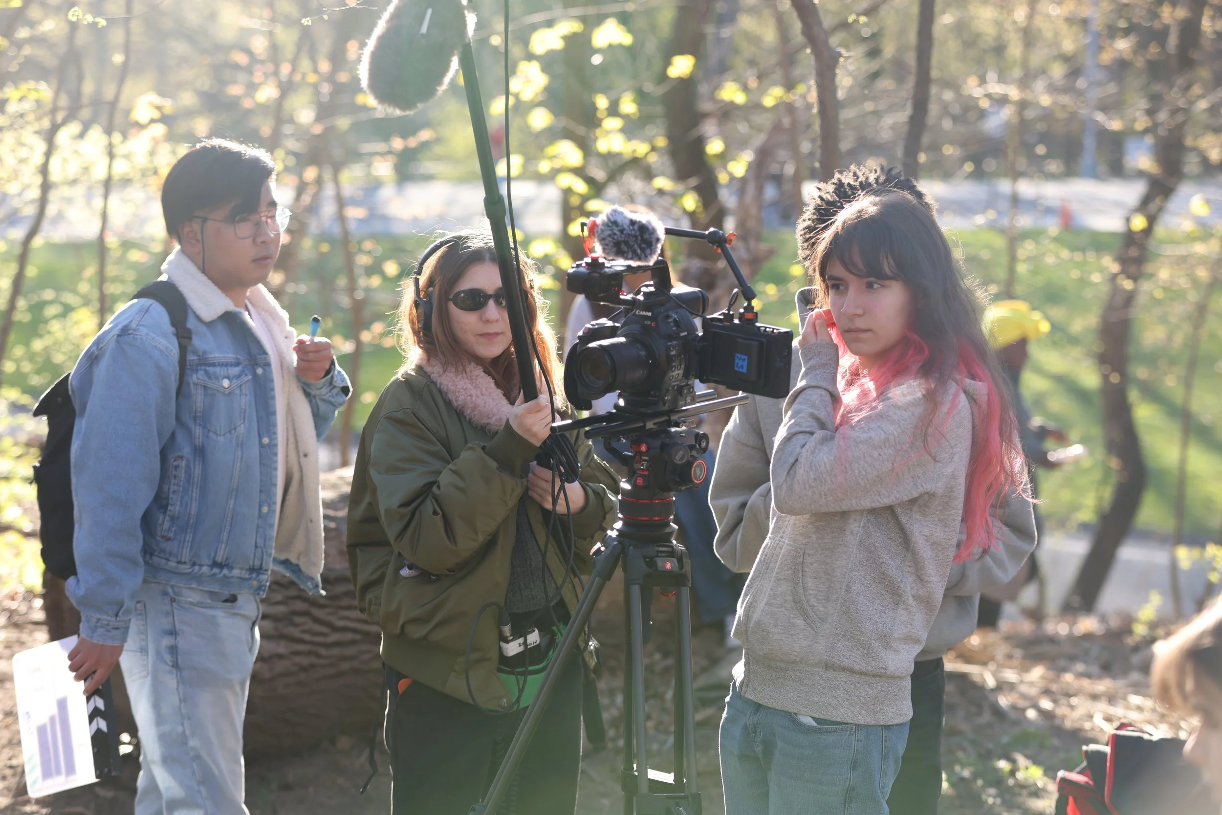 Narrative Lab students filming in the park