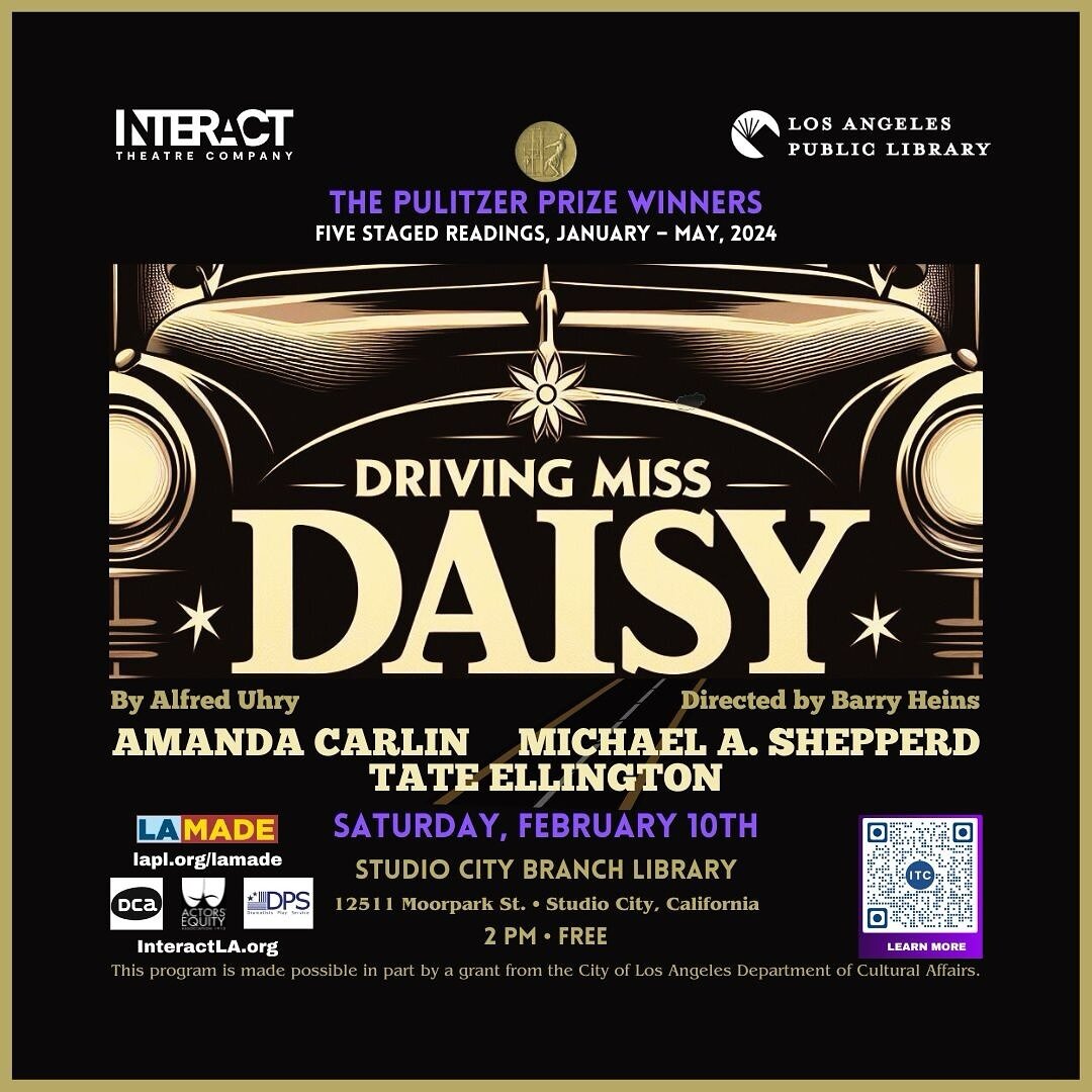 We are thrilled to introduce our stellar cast!

🌟 AMANDA CARLIN as Daisy
🌟 MICHAEL A. SHEPPERD as Hoke
🌟 TATE ELLINGTON as Boolie 

Mark your calendar for a spectacular performance of DRIVING MISS DAISY directed by Barry Heins on Saturday, Februar