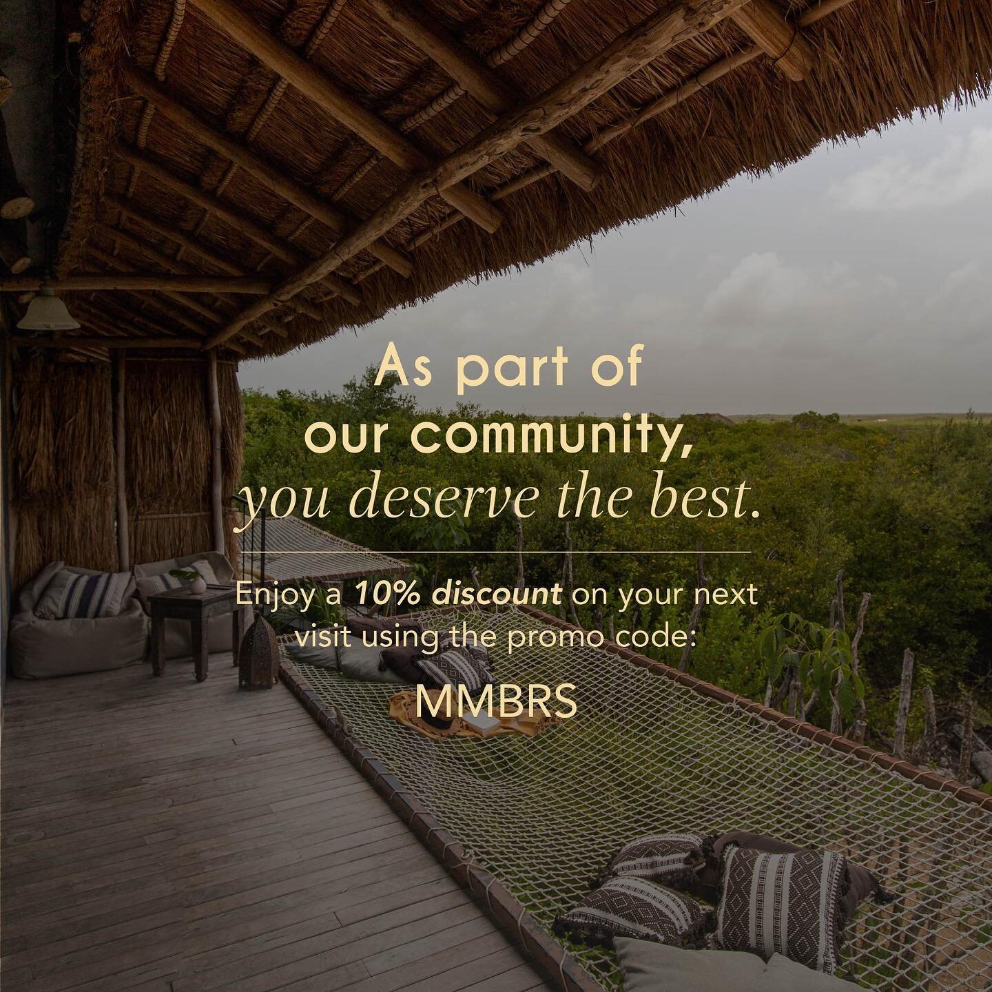 We&rsquo;re treating you to a 10% discount on all direct Radhoo bookings with the code: MMBRS (for bookings through December 17th, 2022 &amp; January 11th to April 30th, 2023) 

You deserve it, just like that, for being part of our jungle family! Com