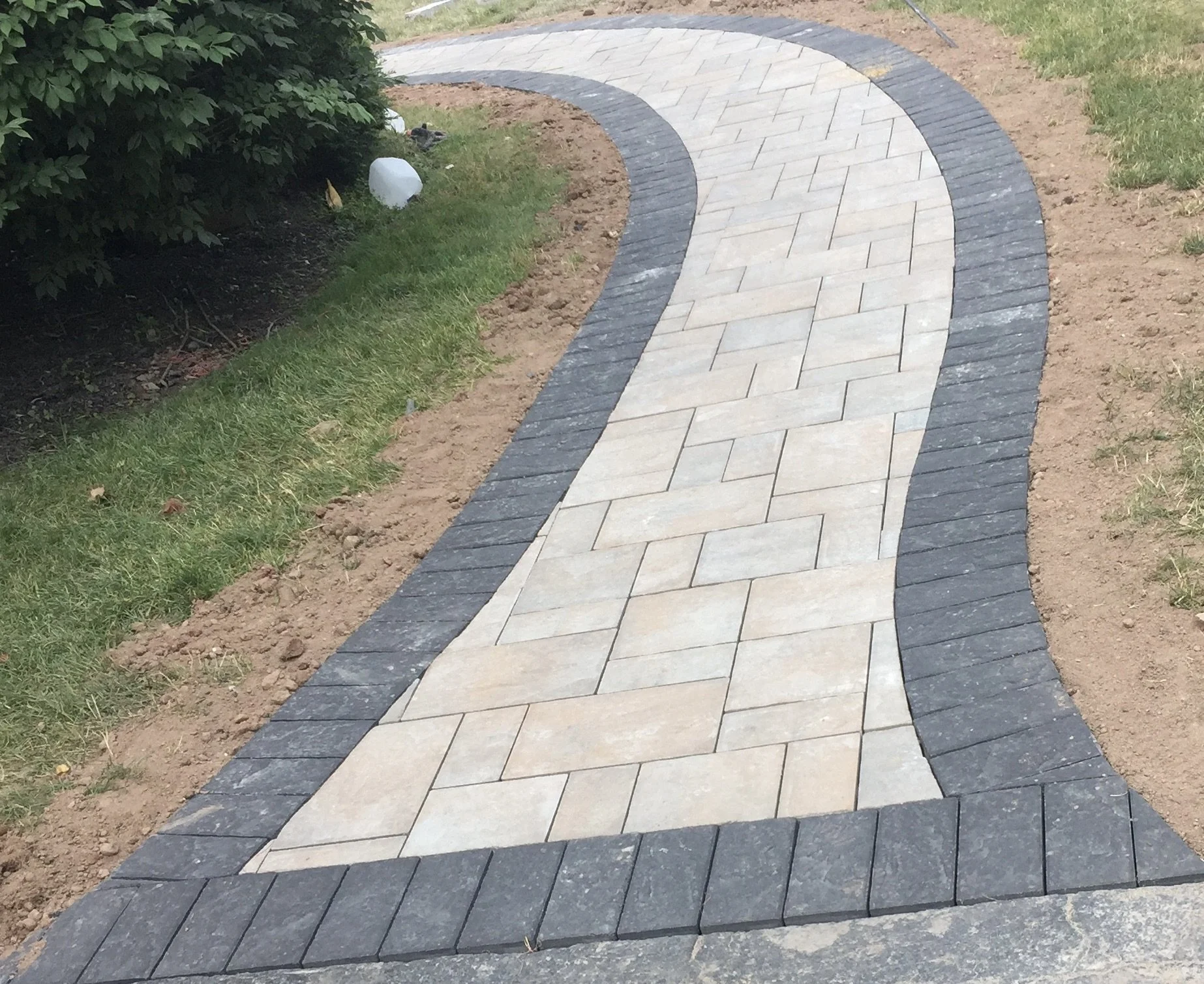 Backyard paver walkway + Patio