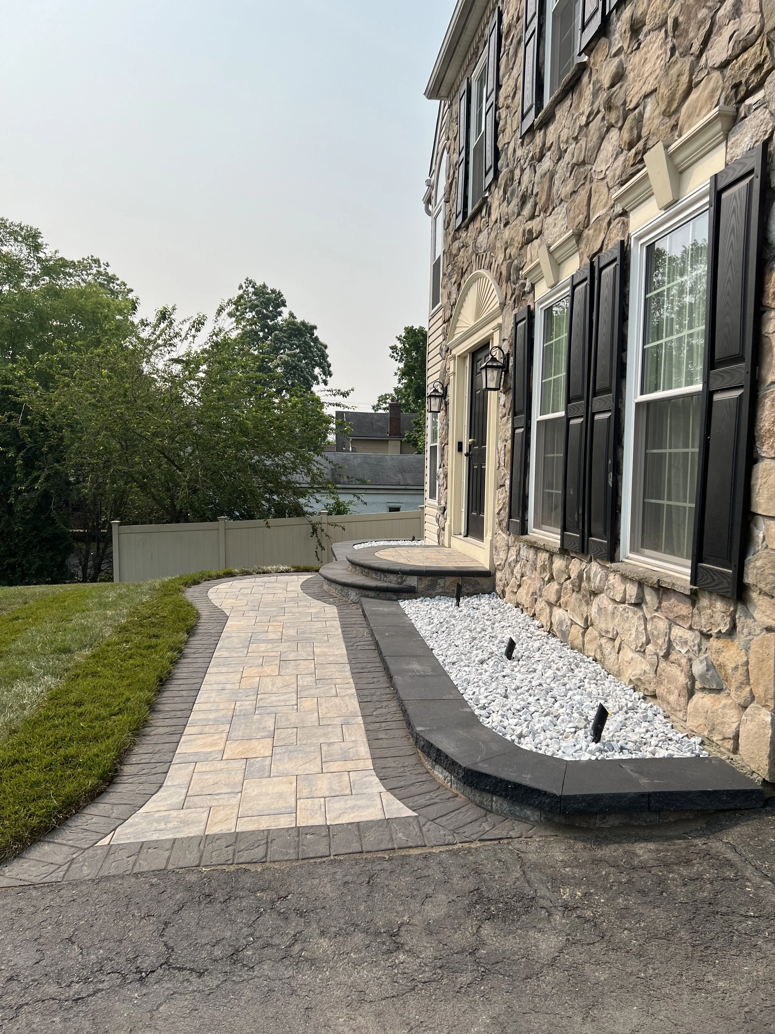 after- Install Paver Walkway, Retaining wall and half-moon steps