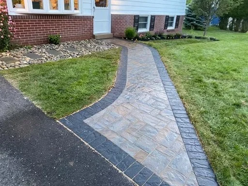After-  Install Front Paver Walkway with Border