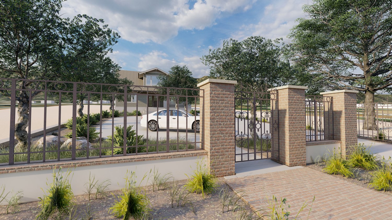 Altadena bungalow entry rendering