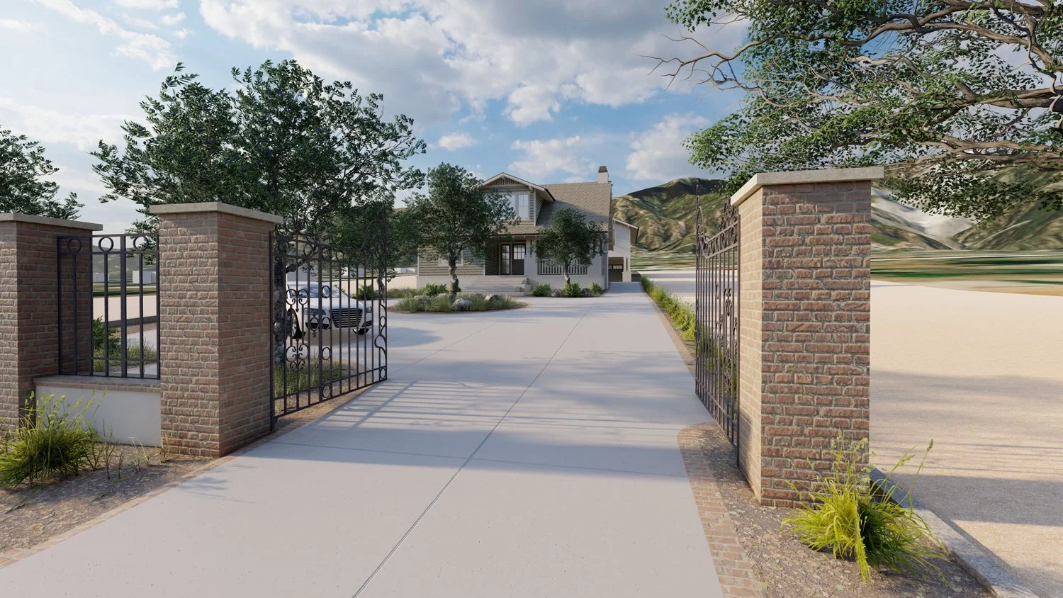 California bungalow entry rendering