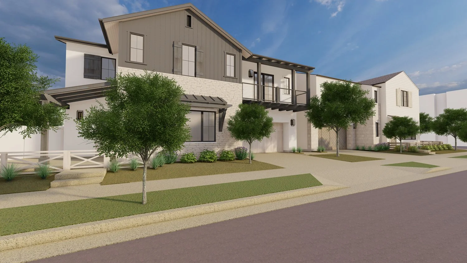 Exterior Rendering of Elden Avenue Contemporary Farmhouse