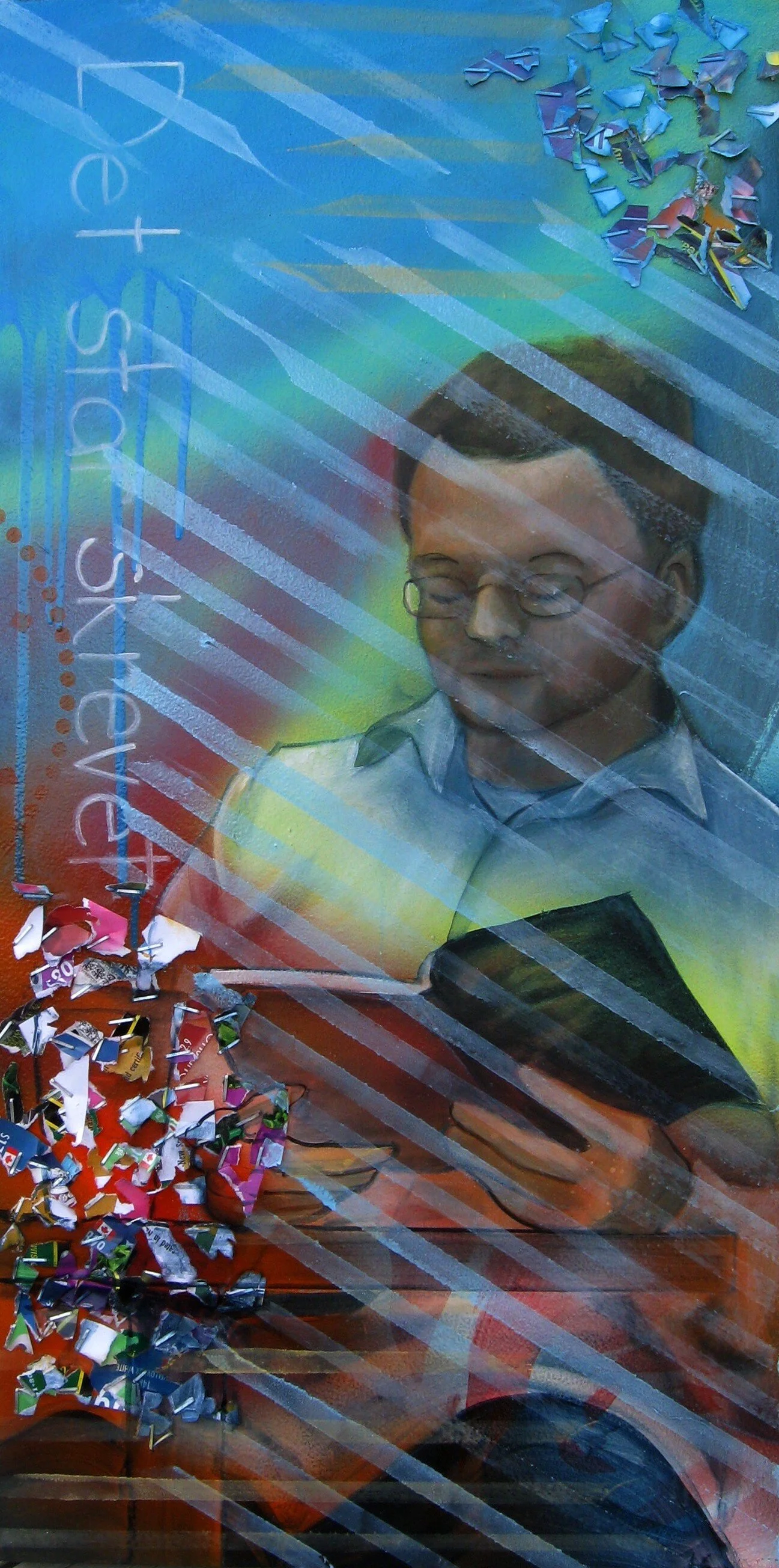 The Readers 1 // 12 x 24 in (30 x 60 cm) oil on board and mixed media // SOLD