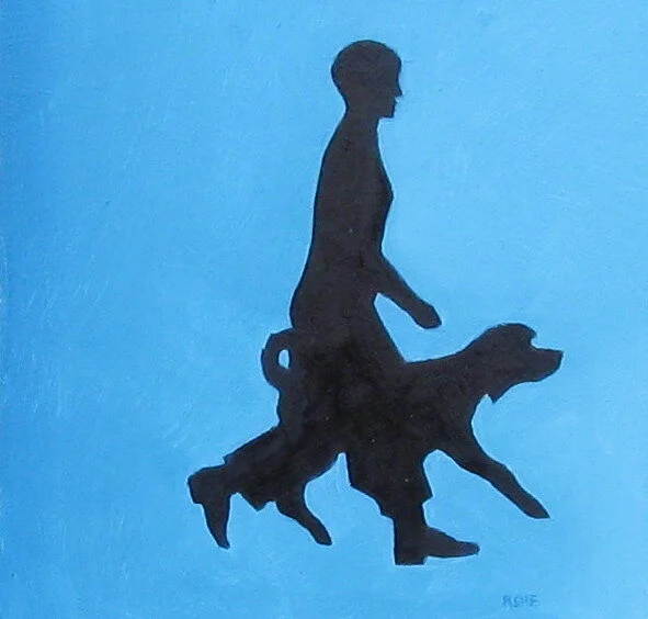 Woman With a Black Dog 24 // 4 x 4 in (10 x 10 cm) oil on board