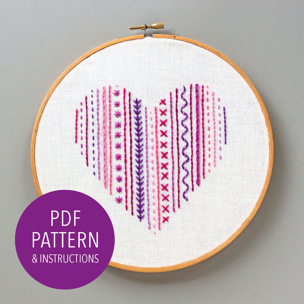 Heart Embroidery Sampler Pattern — Rachel Beyer Artist Apothecary
