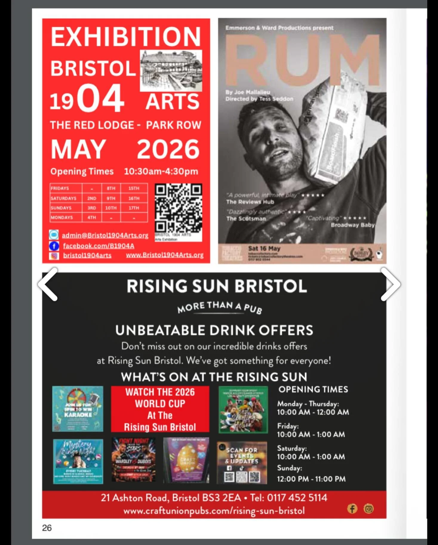 RUM featured in @whats_on_bristol_ !

Read the online edition here https://whatsonbristolmagazine.co.uk/magazine/

🎟️ Tickets on sale for 16th May at 7:30 via @tobaccofactorytheatres 
🎟️ All tickets also available via the Linktree in our bio! 

#RU