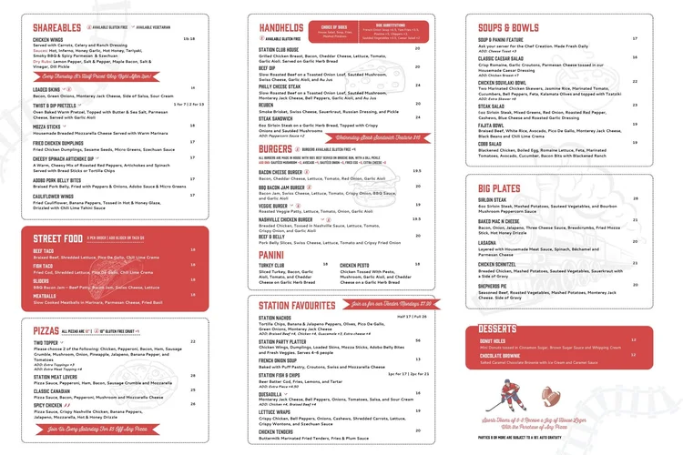 Menus — The Station Pub Calgary