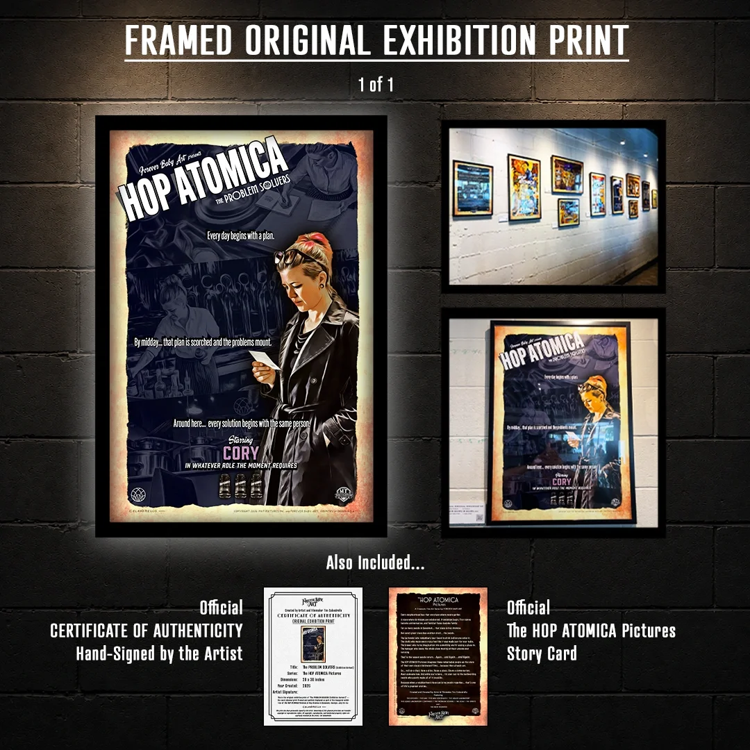 FRAMED ORIGINAL EXHIBITION PRINT - The HOP ATOMICA Pictures: The PROBLEM SOLVERS (Exhibition Variant Edition)