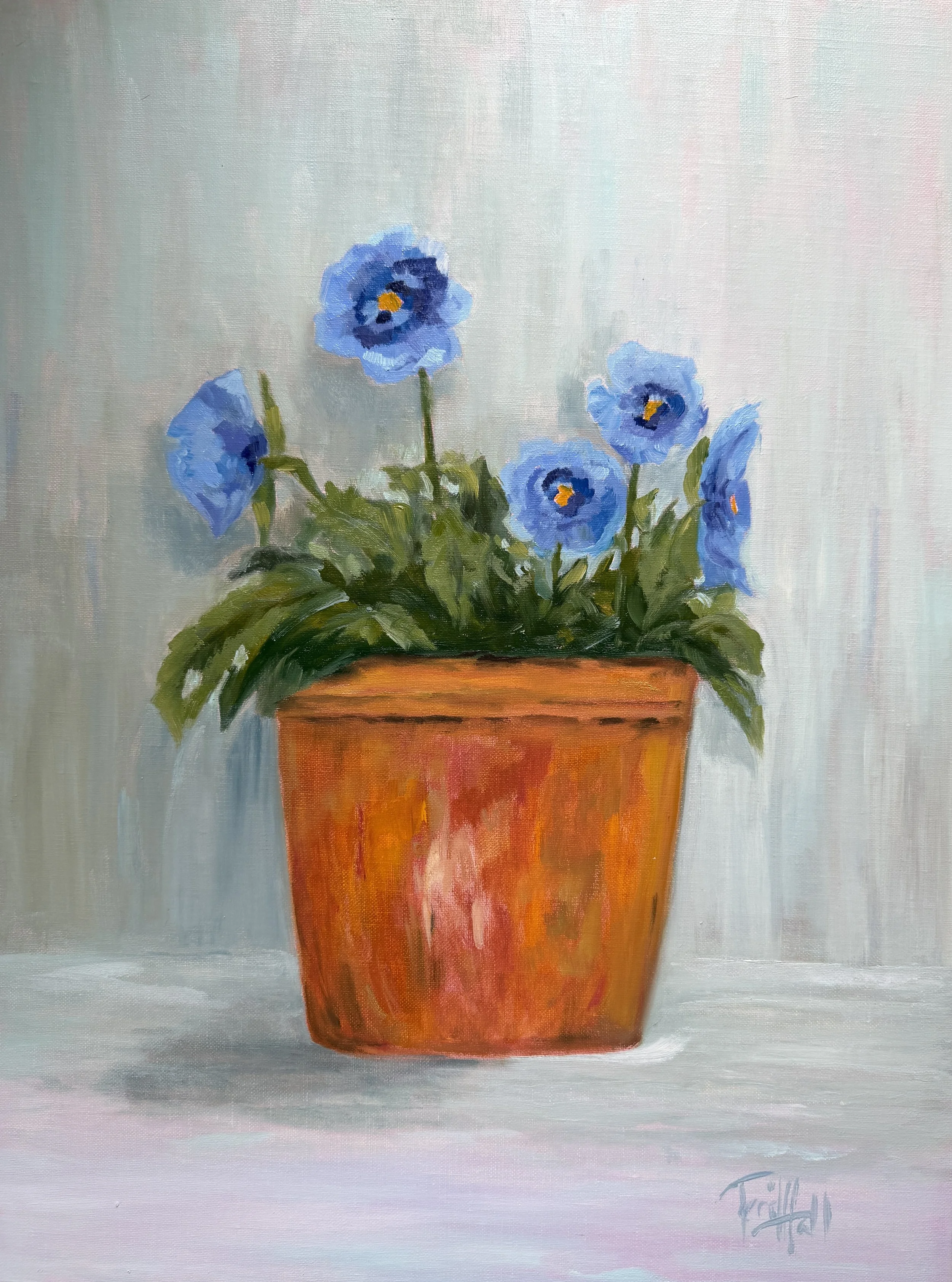 "terra cotta pansies" Sold