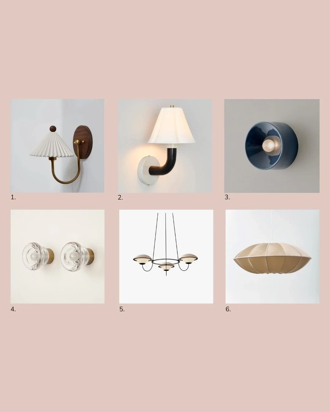 IN THE SPOTLIGHT: We've sourced a beautiful selection of decorative lights for our Glebe project that are just too good not to share:⁠
1. Prairie Wall Sconce @hueylightsshop⁠
2. Blossom Wall Light @dunlinhome⁠
3. Anton Ceramic Sconce @volkerhaug⁠
4. 