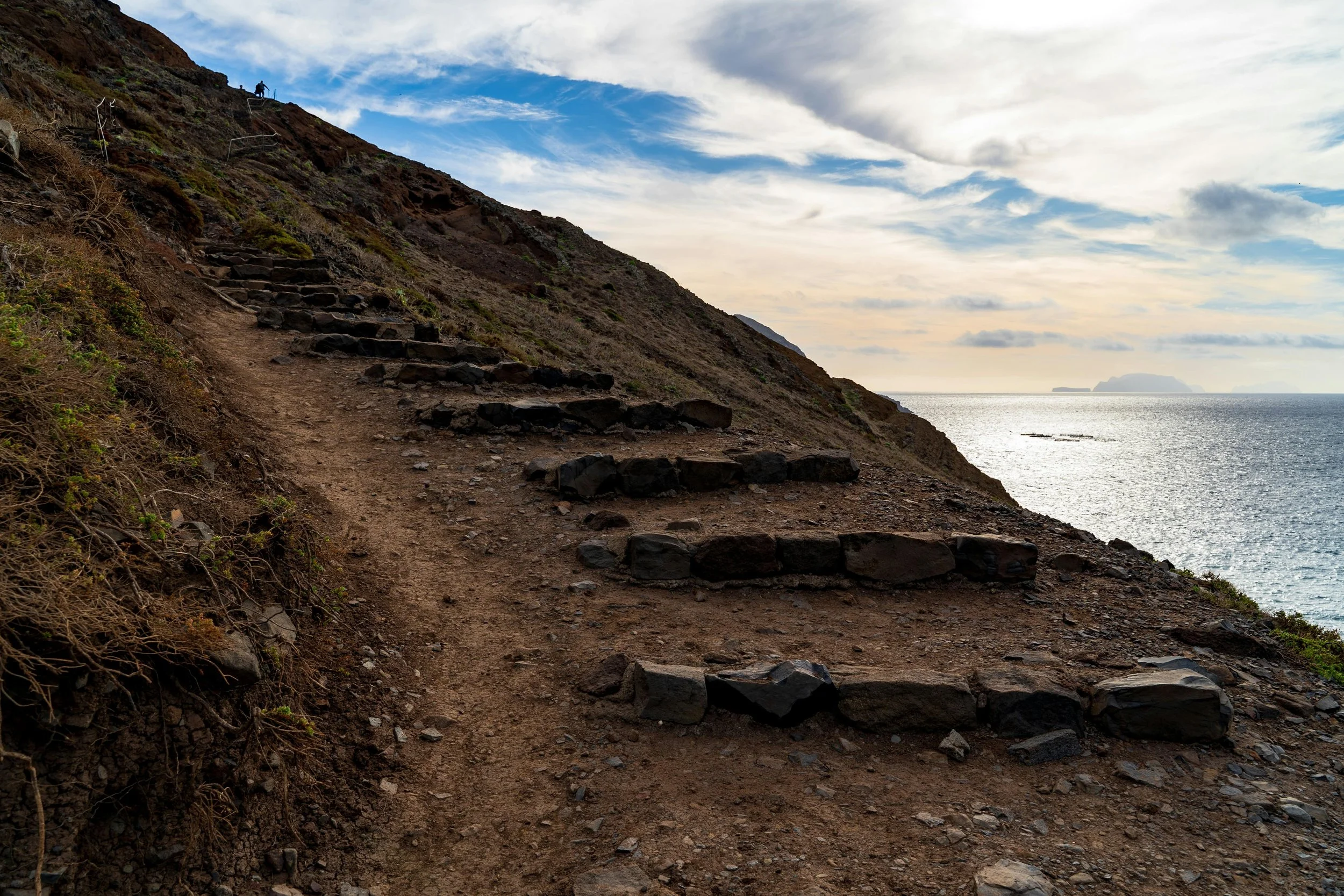 Mountain path near an ocean