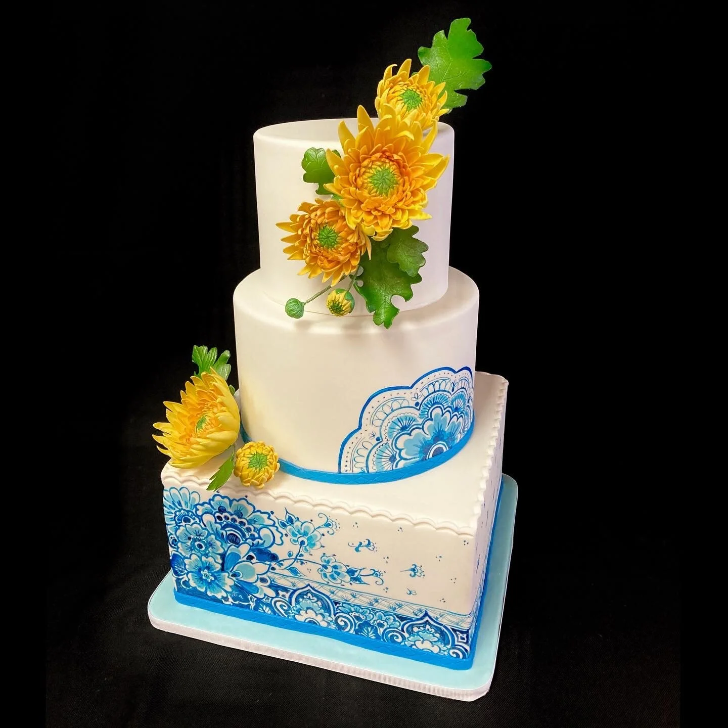 Sugar Chrysanthemums with Hand-Painted Lace