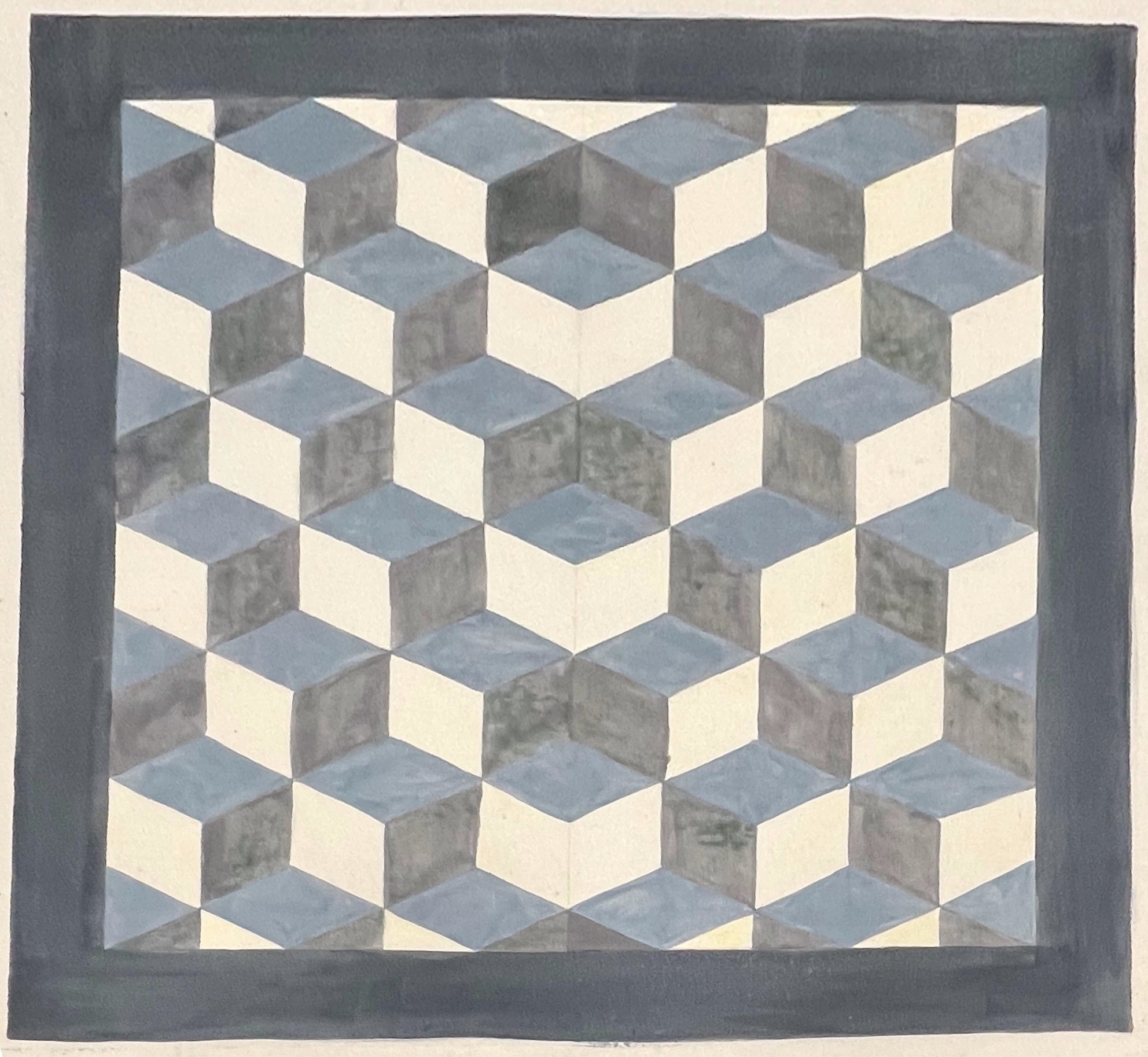 Front of transparent barn quilt for scenic painting class- grey scale