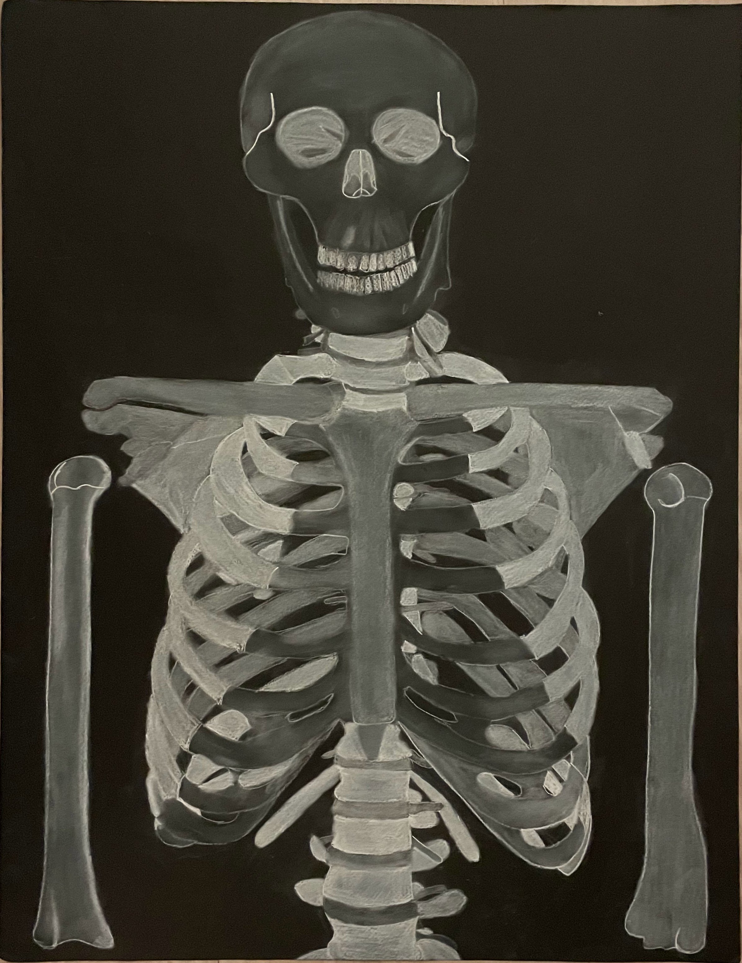 White charcoal on black paper