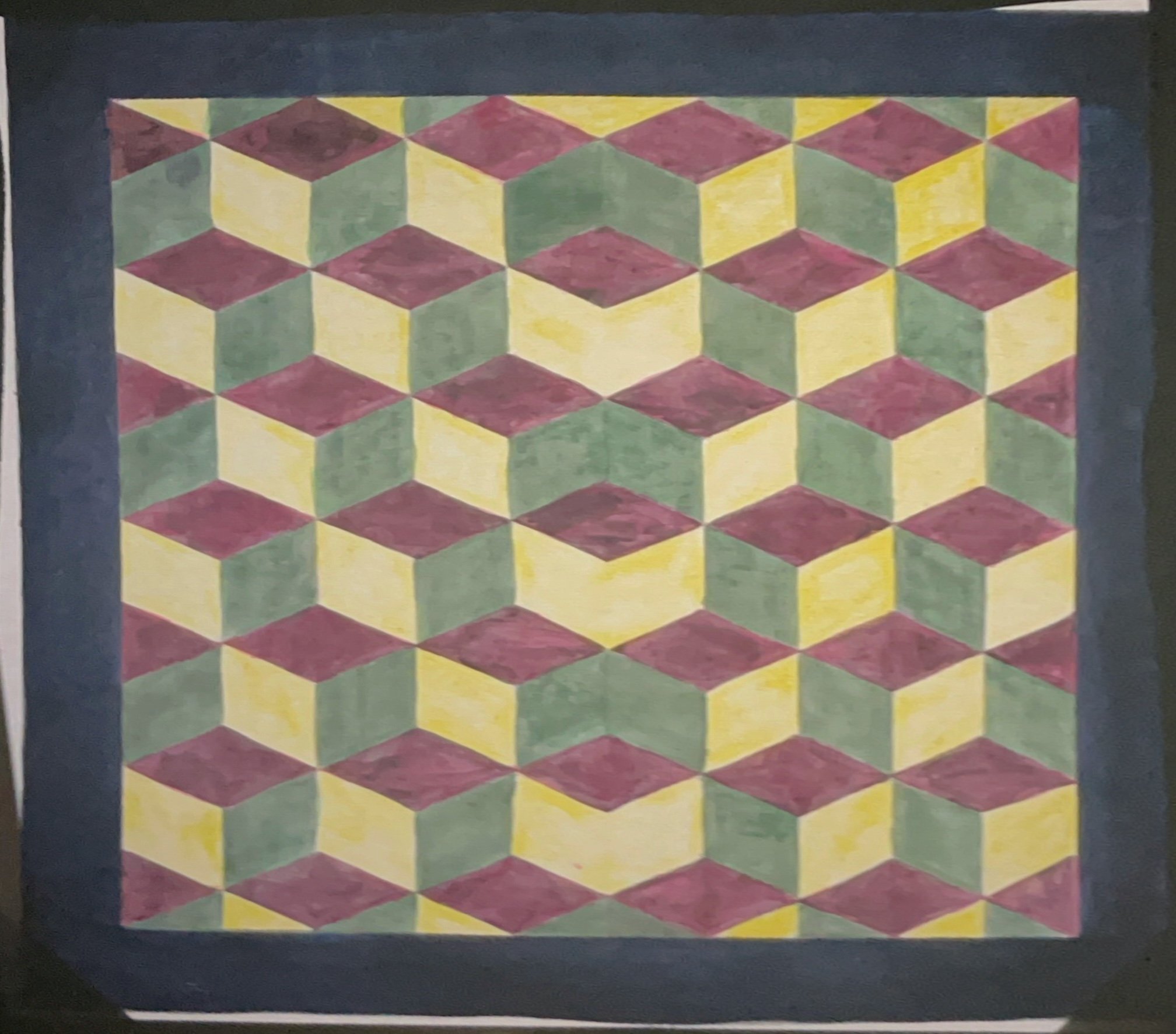 Back of transparent barn quilt for scenic painting class- full color