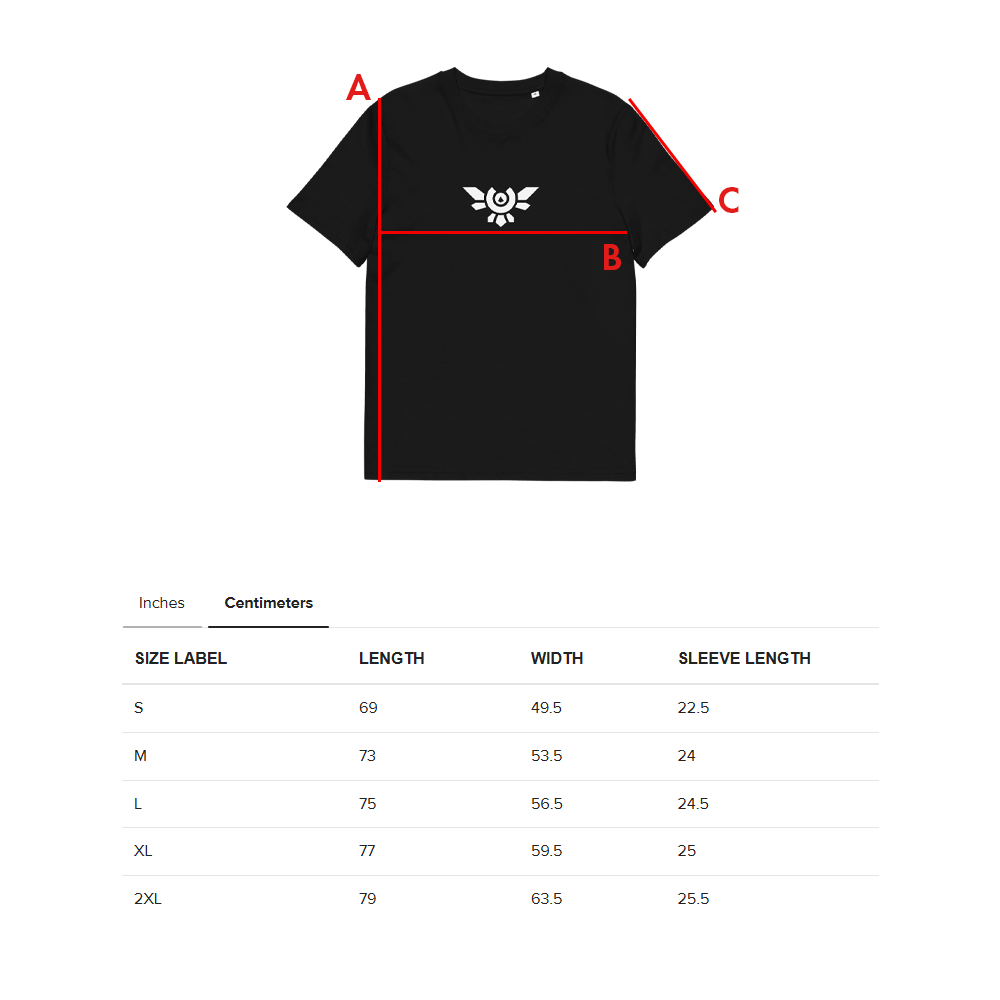 "Graphic tee Sizes by Leipzig designer Richard Göpel. Made on order, organic cotton, 5% to charity."