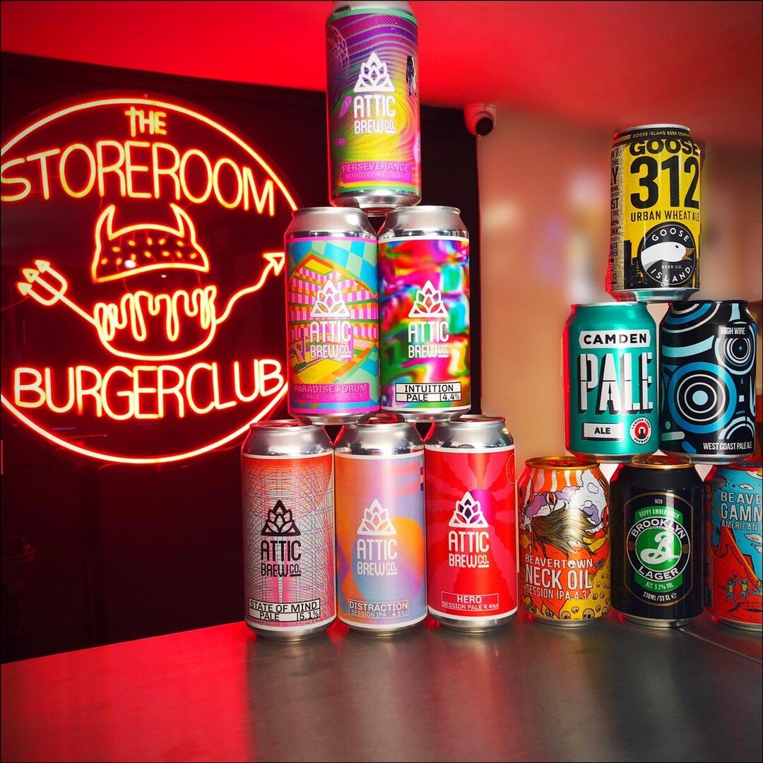 ⚫️ FRESH CAN RESTOCK ⚫️
.
New Attic Brews in stock. Get &lsquo;em while you can. These special brews fly out.
.
📲 Orders online at storeroomburgers.co.uk 🤙