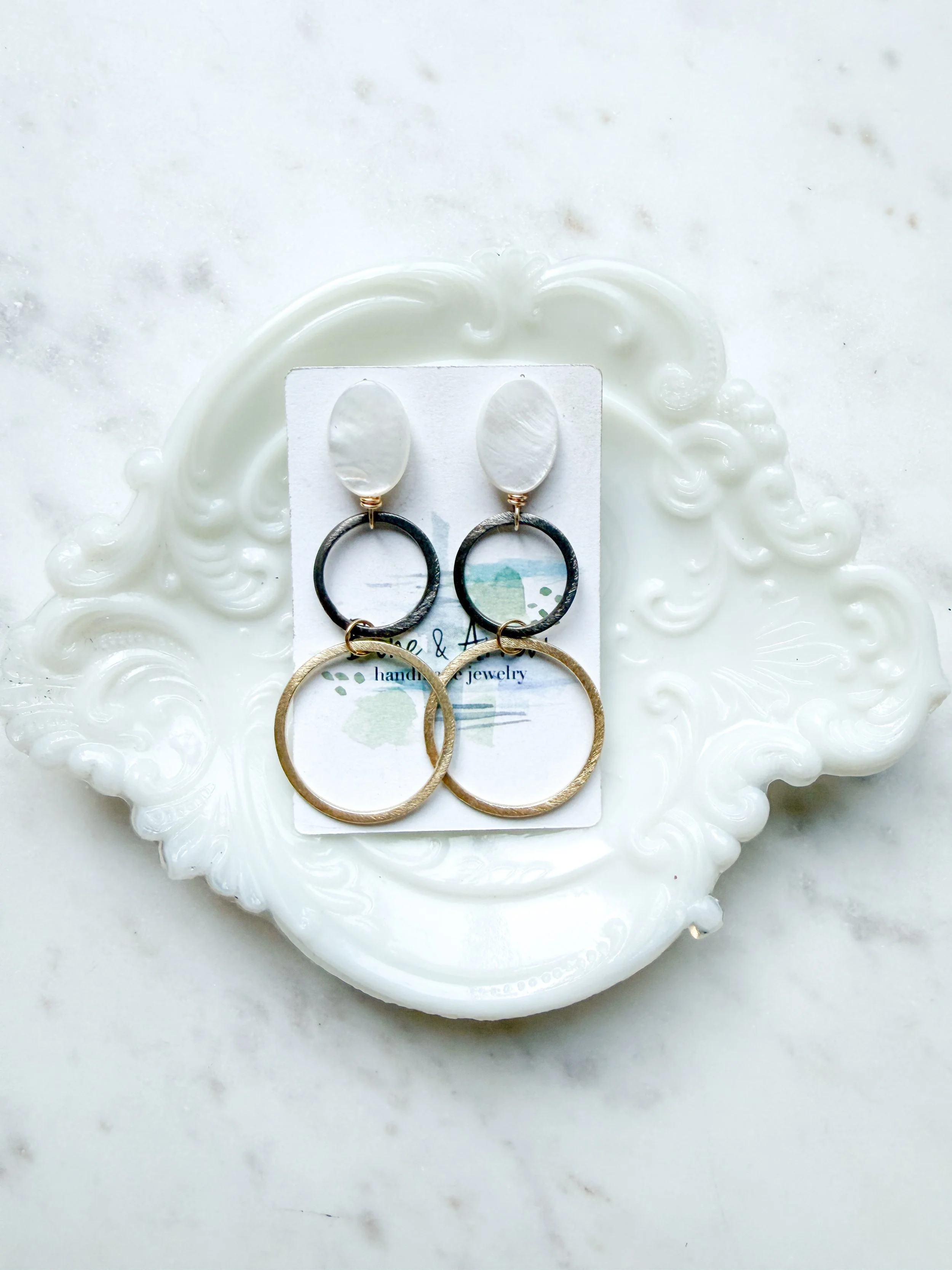 Gold and Gunmetal Hoops