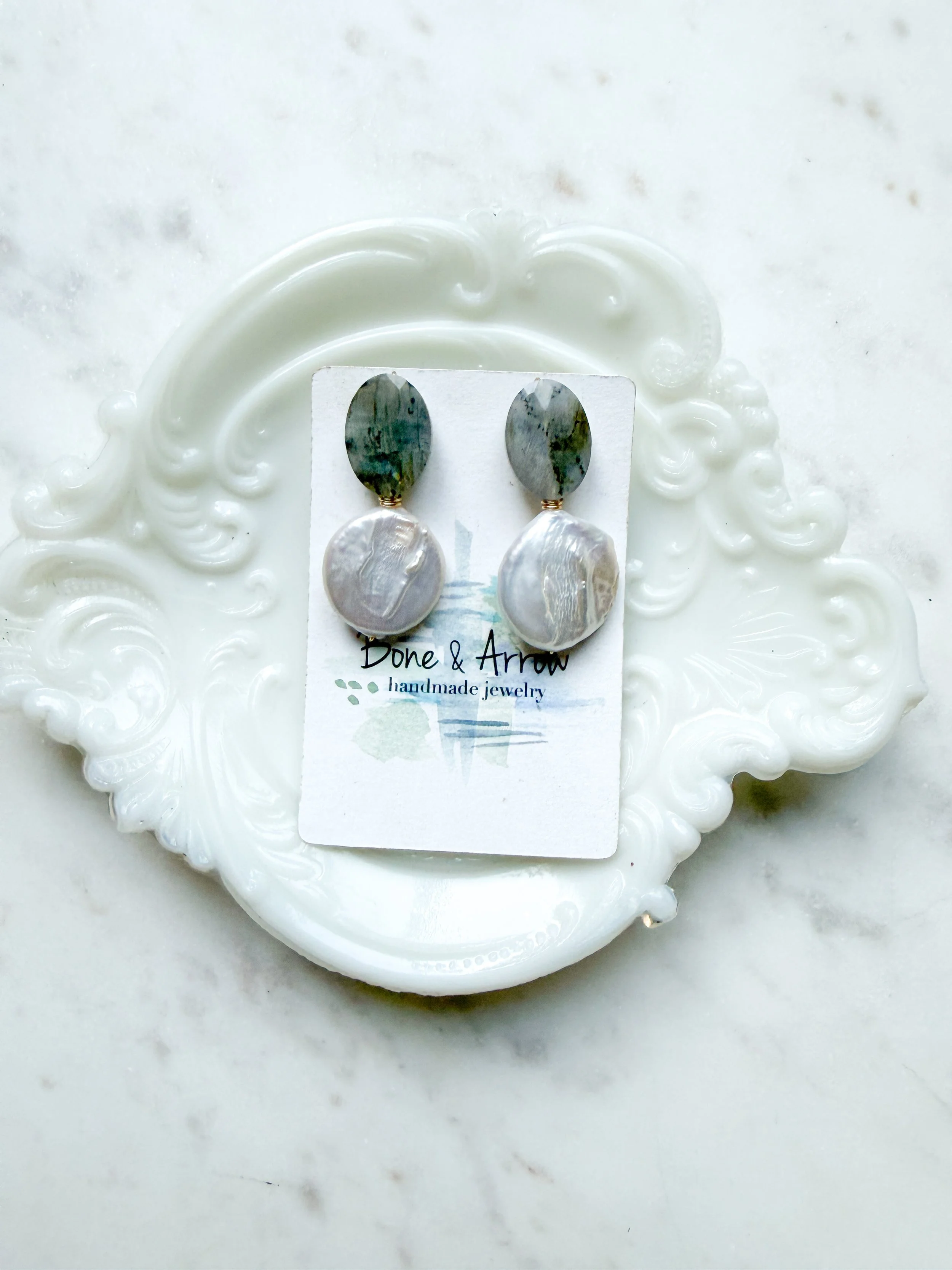 Labradorite and Pearl Discs