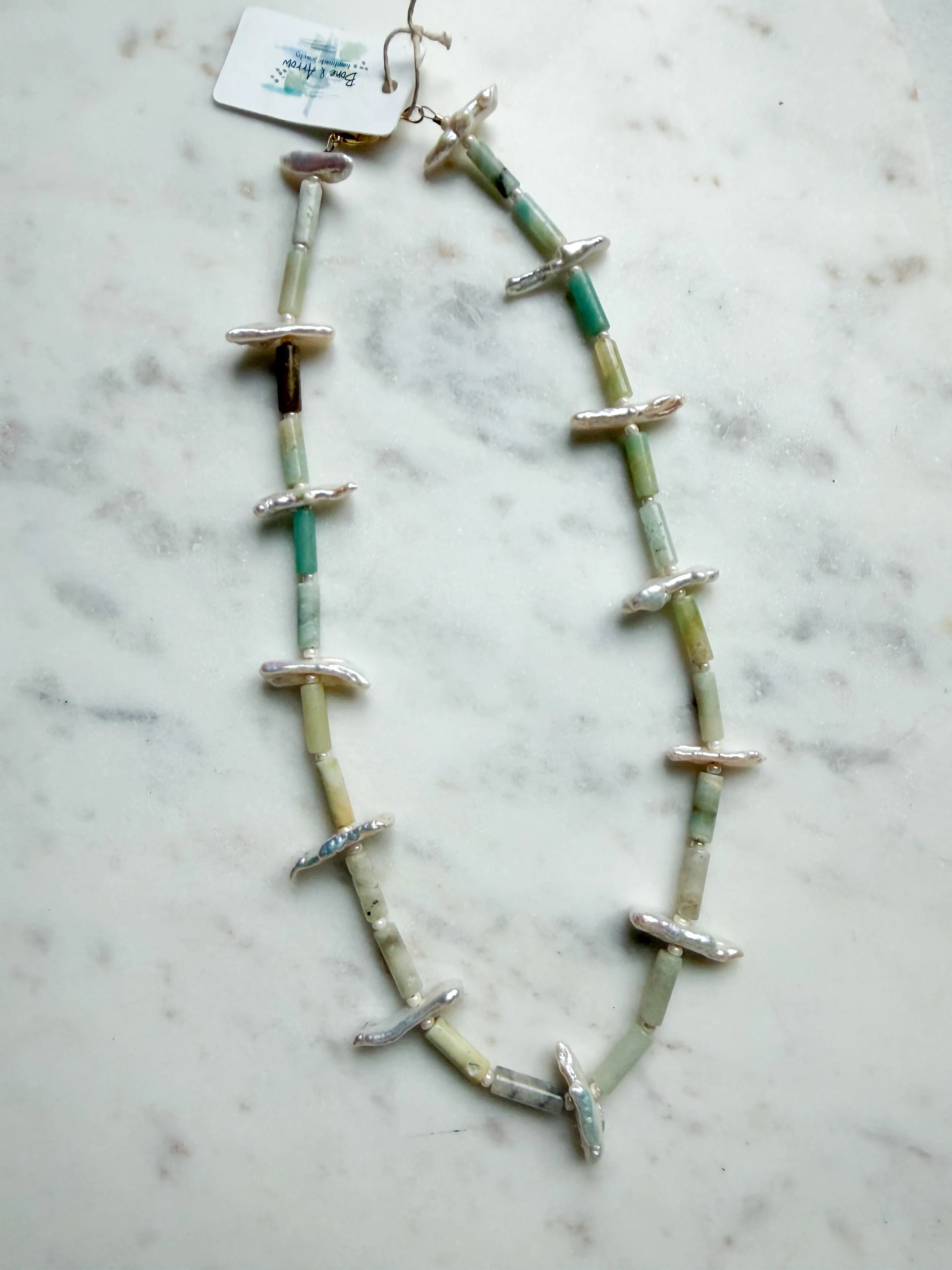 Amazonite and Biwa Pearl