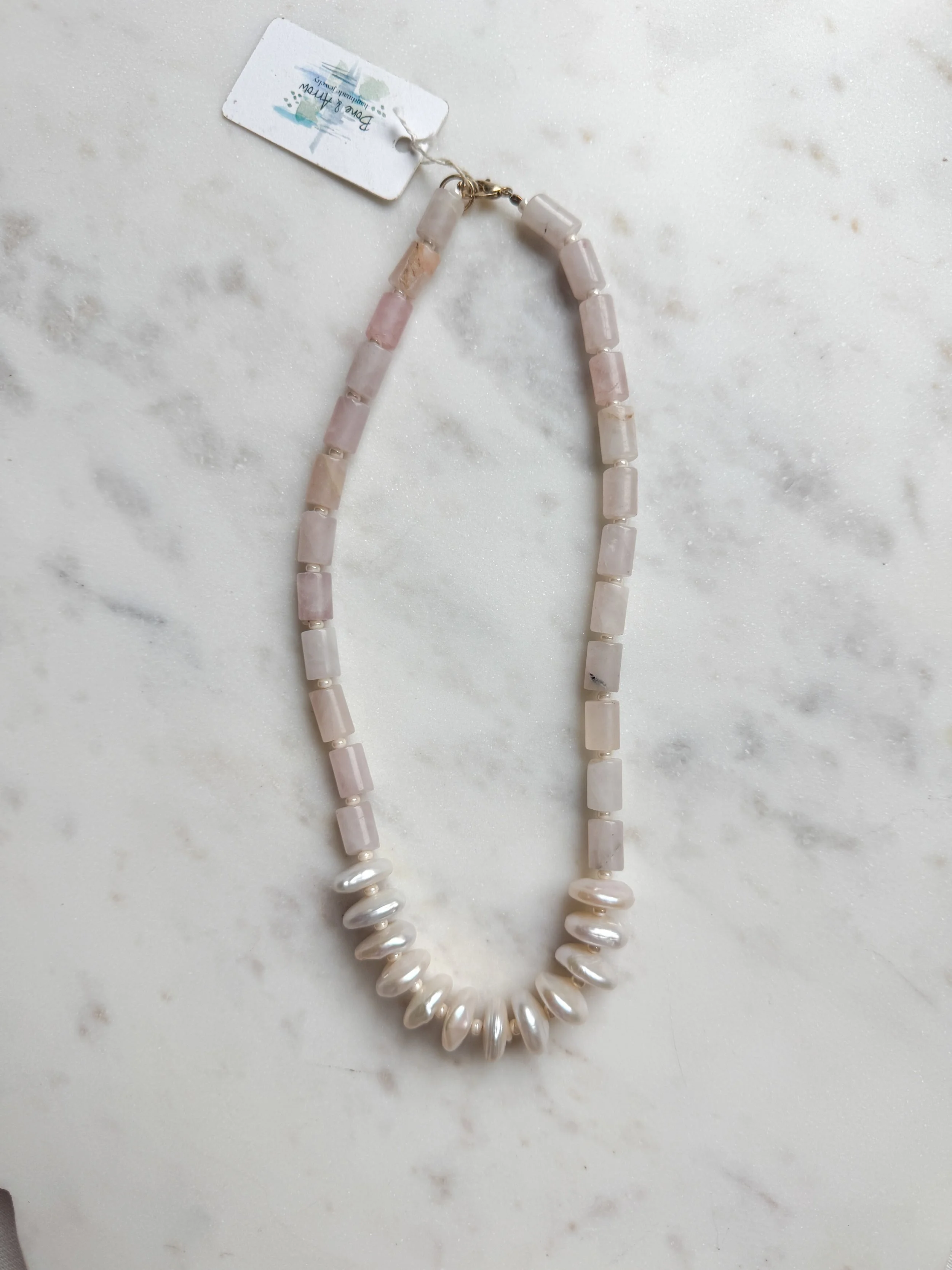 Matte Pink Quartz and Pearl