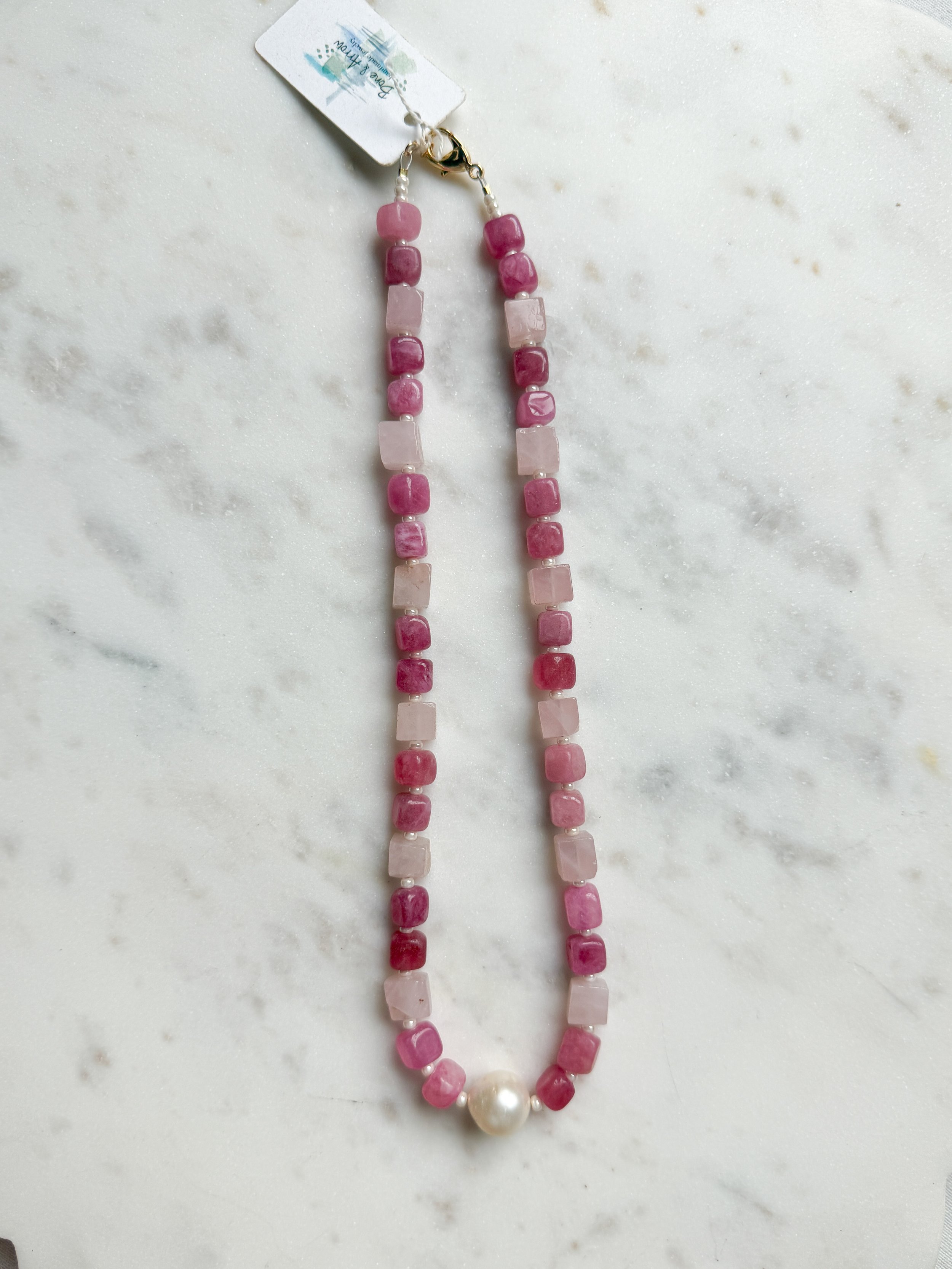 Strawberry Quartz and Pearl