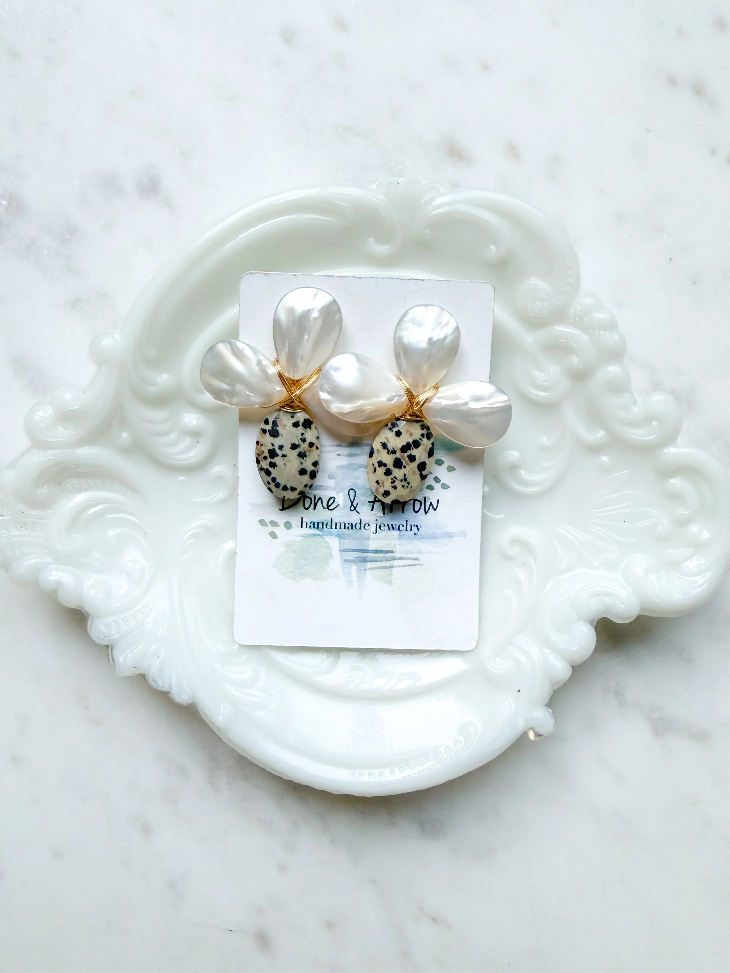 Dalmatian Jasper and Pearl Flowers