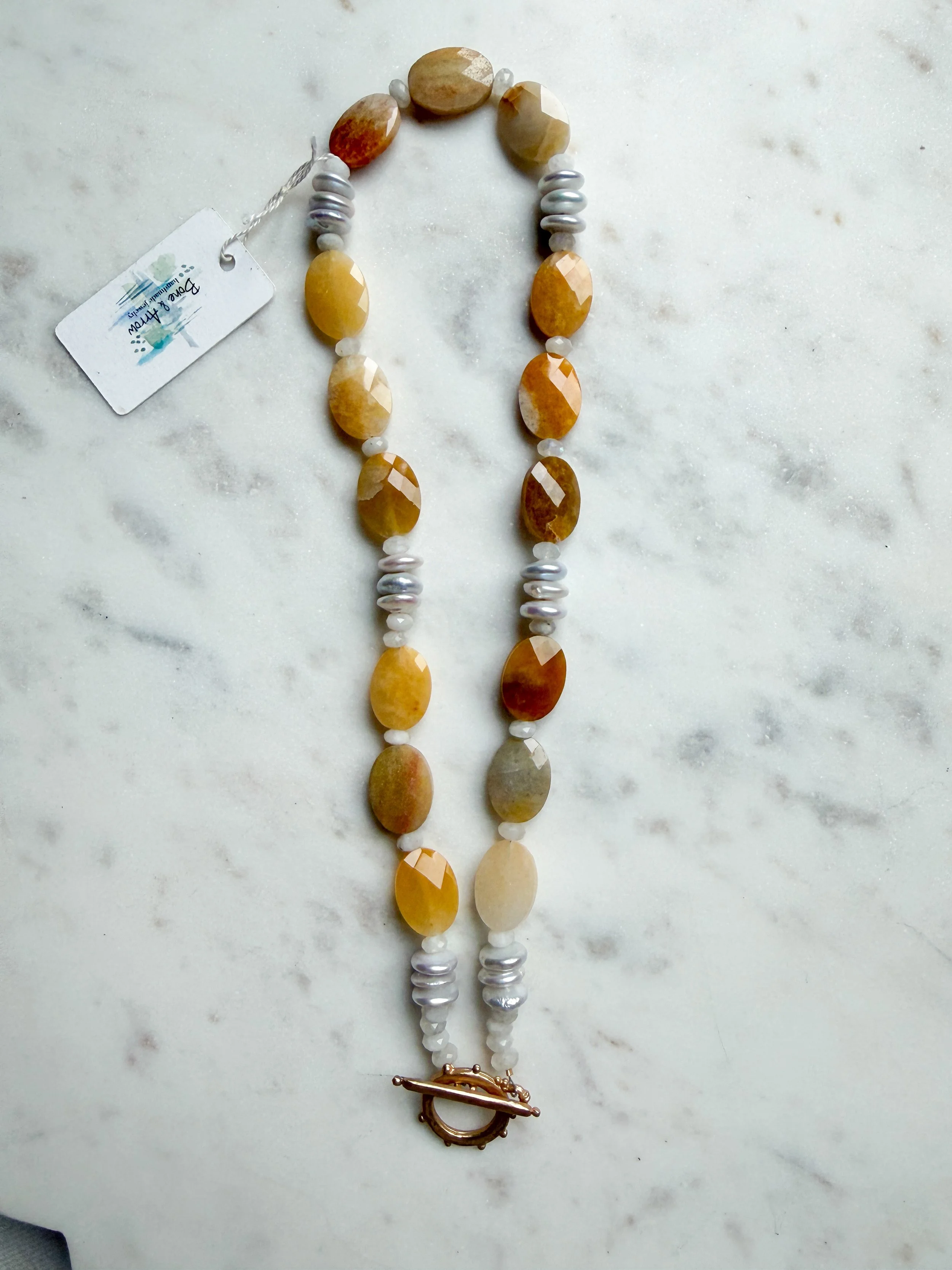 Yellow Jasper and pearl