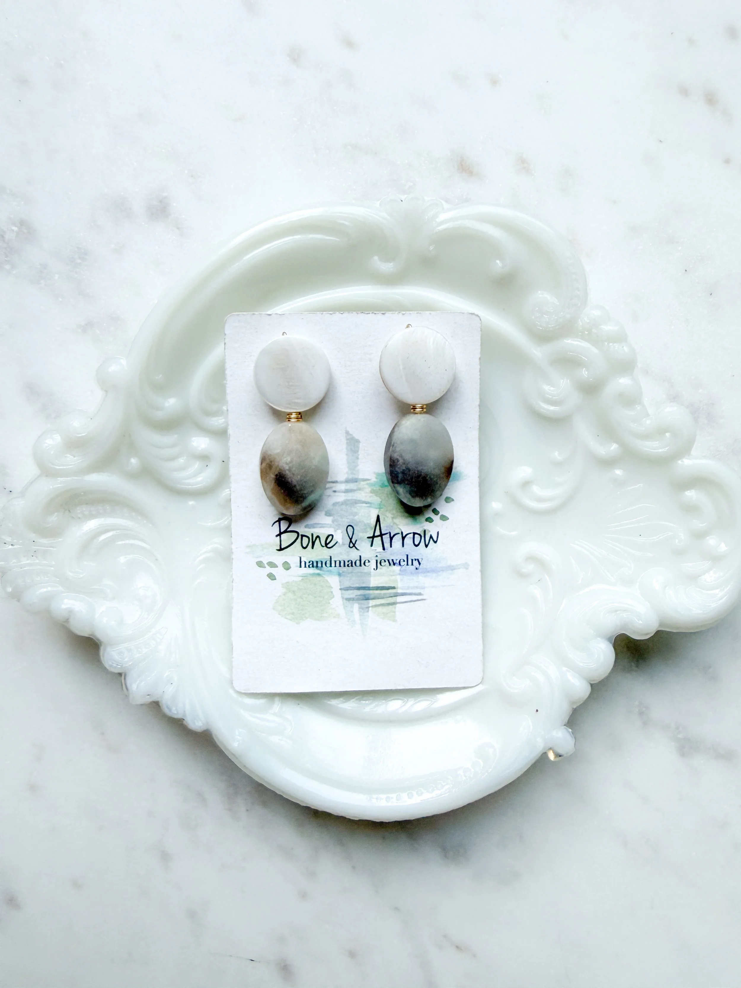 Blue and Brown Amazonite and Pearl Drops